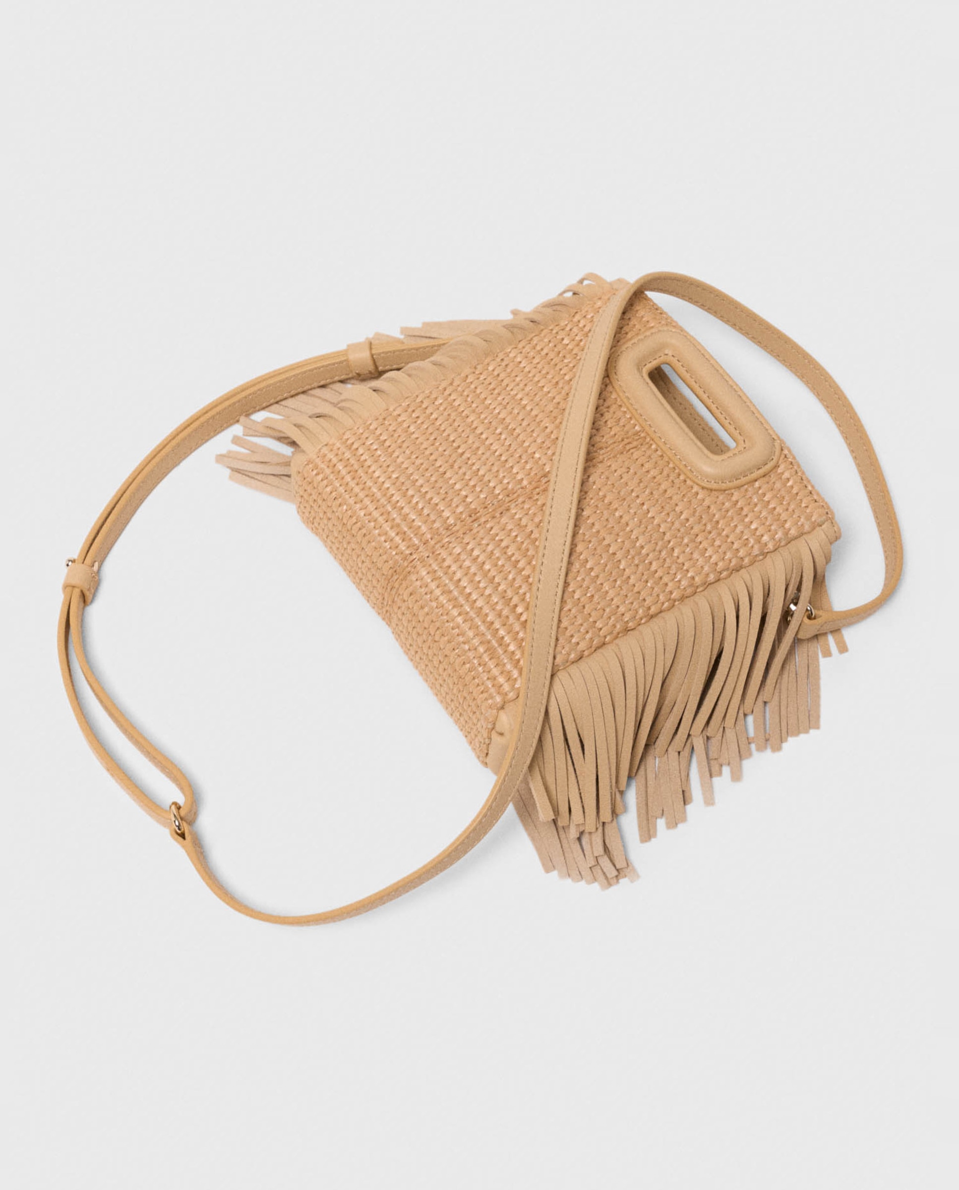 Bolso de mano m mini de efecto rafia con cierre magnético y multiposición - Maje - Beige Beige-4