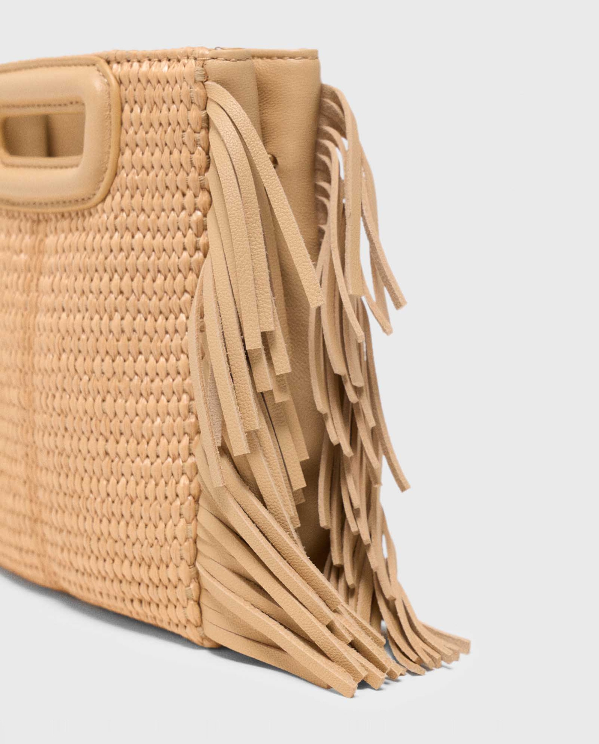 Bolso de mano m mini de efecto rafia con cierre magnético y multiposición - Maje - Beige Beige-6