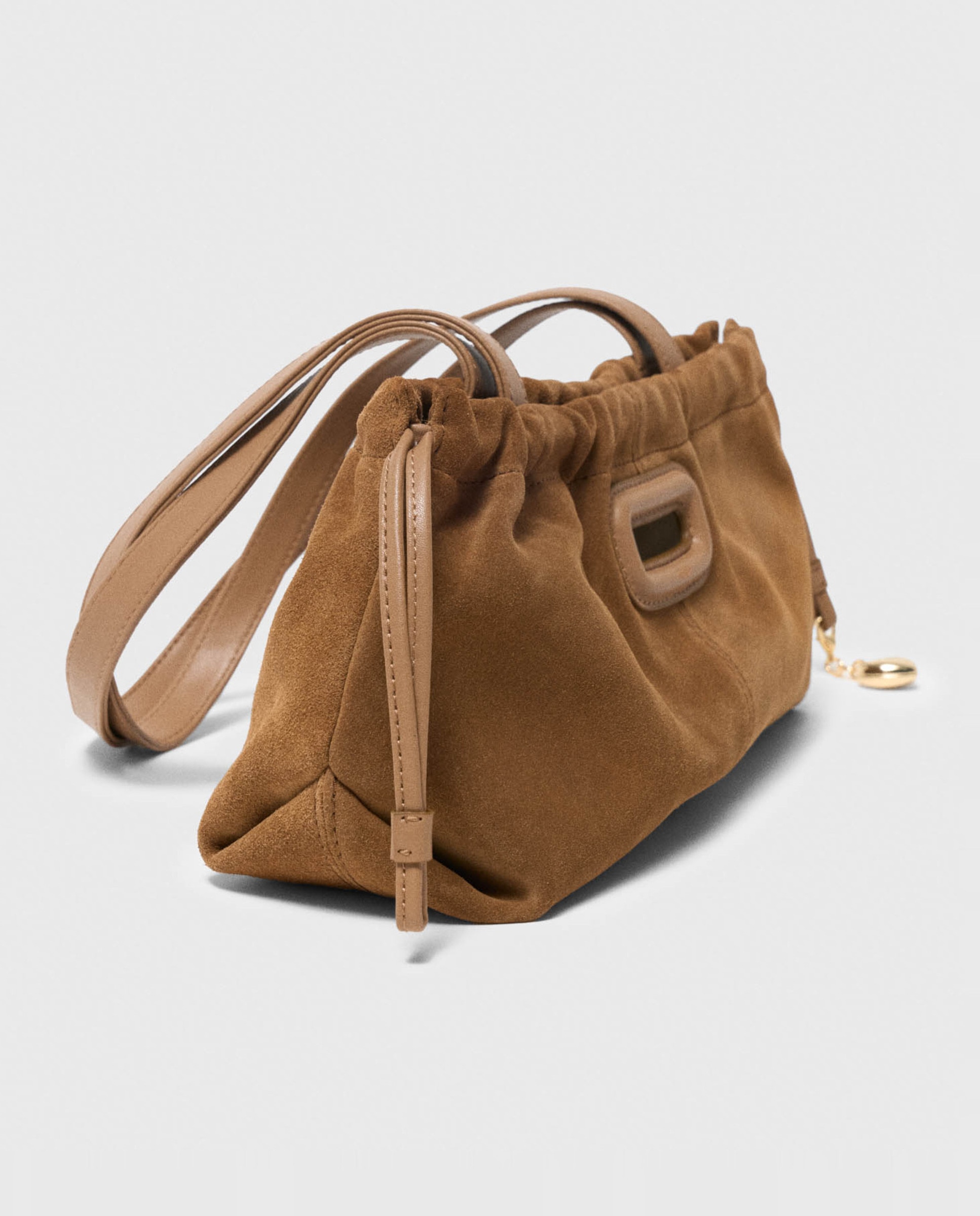Bolso de hombro milpli gazette de ante con cierre magnético y formato alargado - Maje - Camel Camel-5