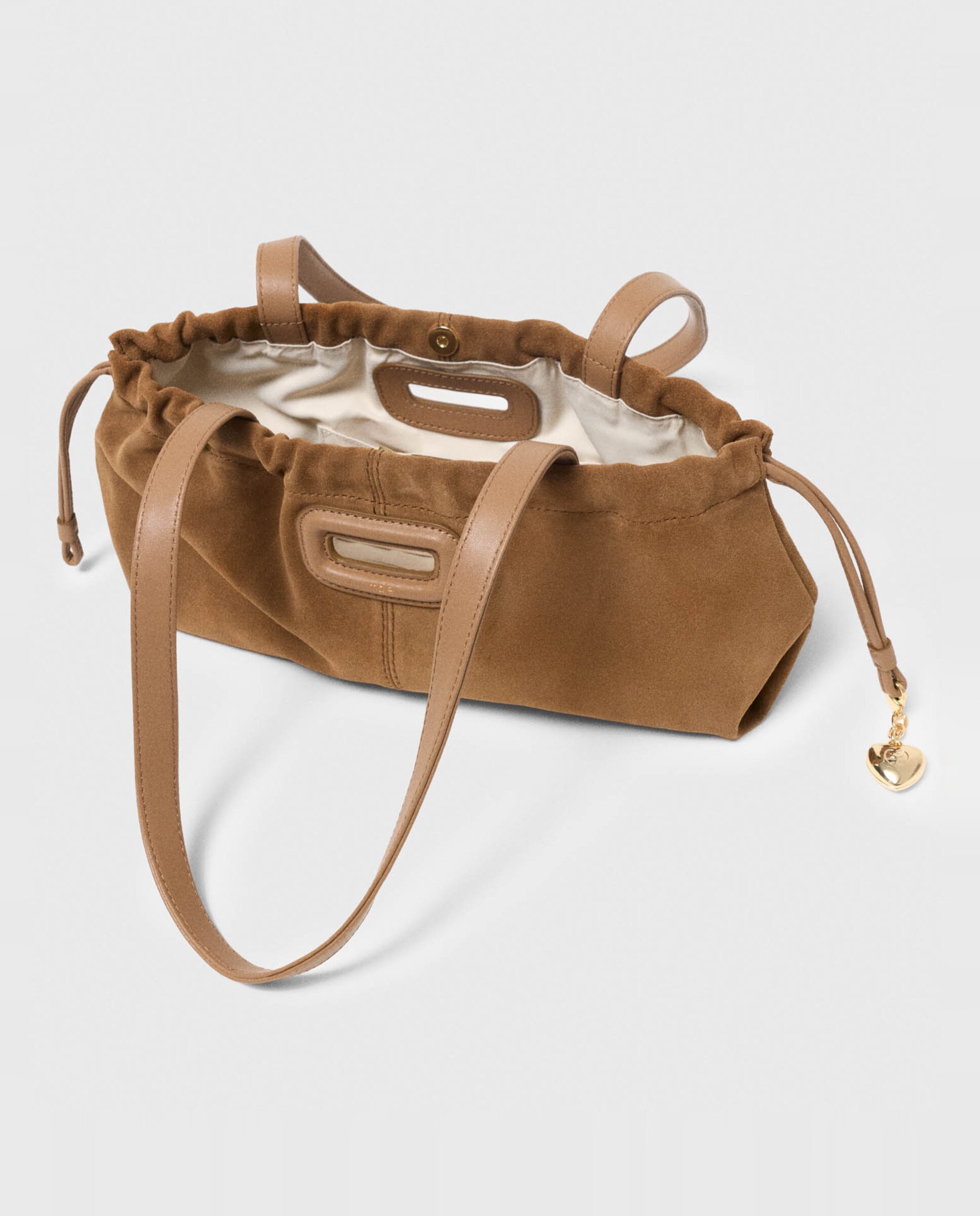 Bolso de hombro milpli gazette de ante con cierre magnético y formato alargado - Maje - Camel Camel-4