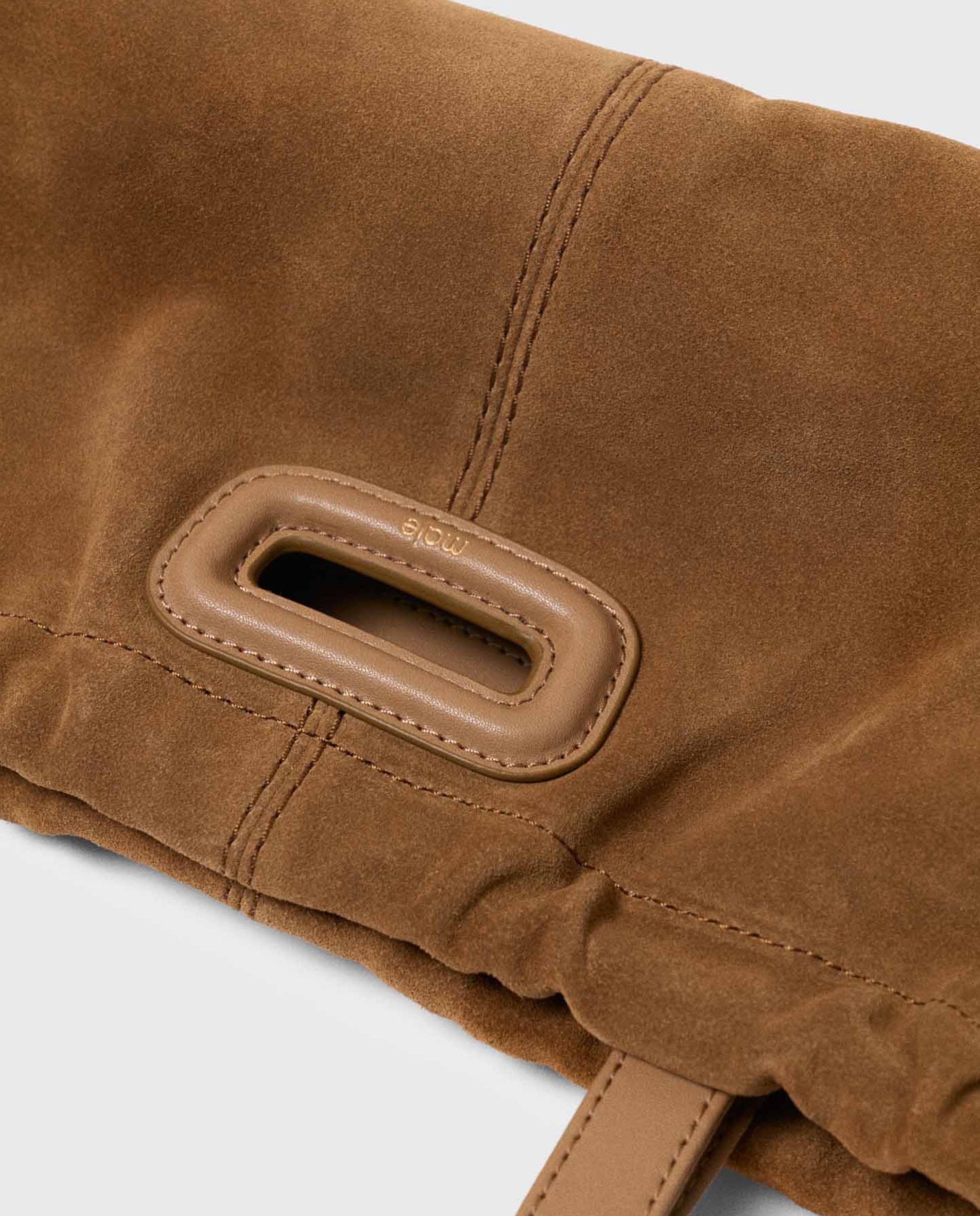 Bolso de hombro milpli gazette de ante con cierre magnético y formato alargado - Maje - Camel Camel-6
