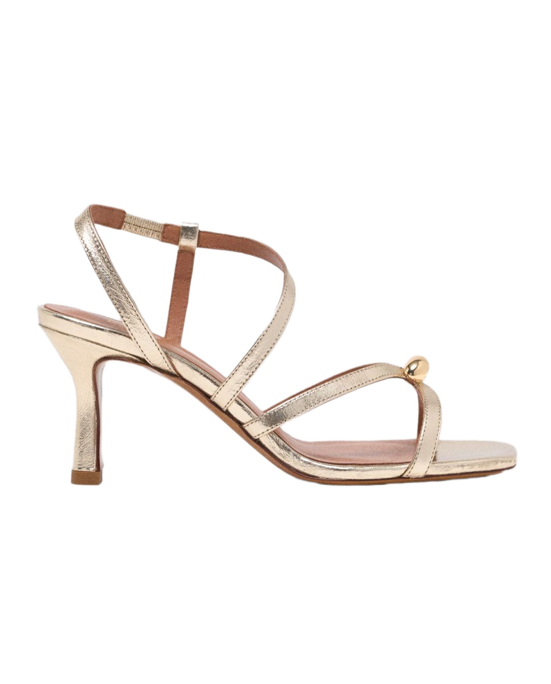 Sandalias de tiras de mujer de piel metalizadas - Maje - Oro Oro-1