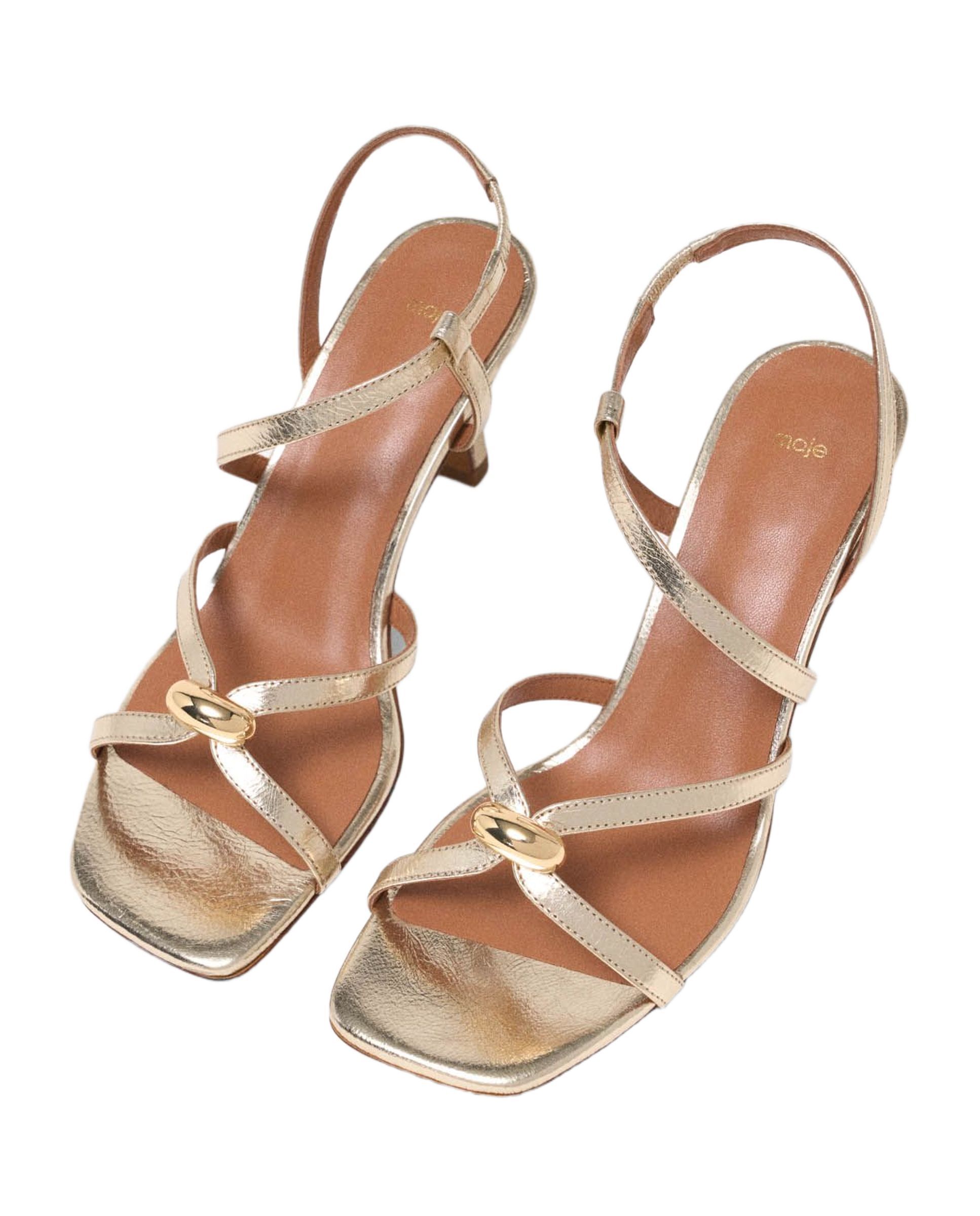 Sandalias de tiras de mujer de piel metalizadas - Maje - Oro Oro-7