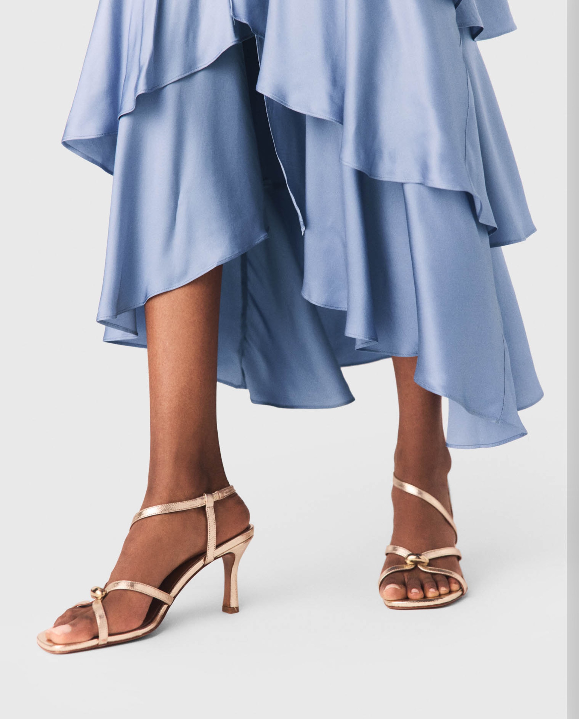Sandalias de tiras de mujer de piel metalizadas - Maje - Oro Oro-2