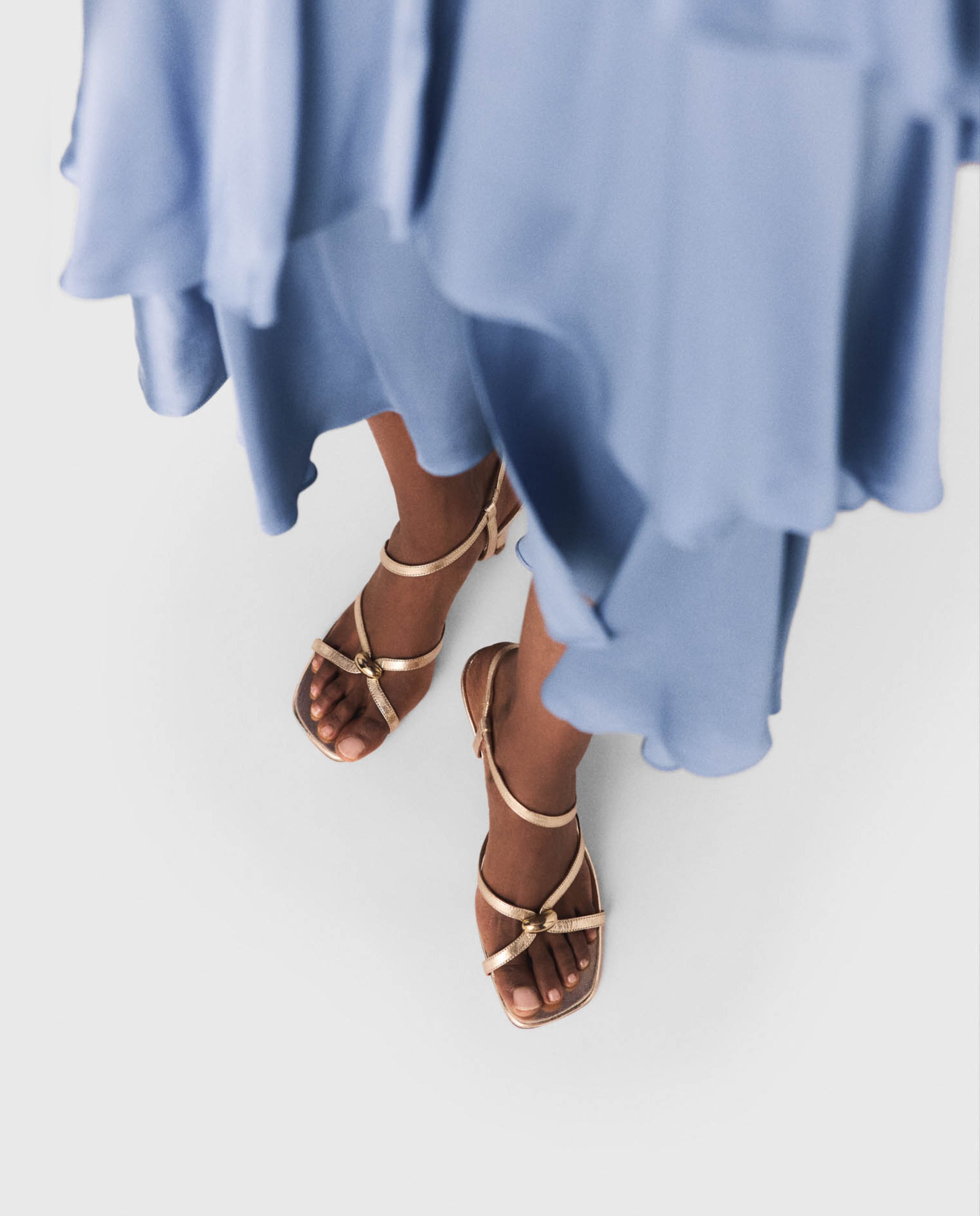 Sandalias de tiras de mujer de piel metalizadas - Maje - Oro Oro-3