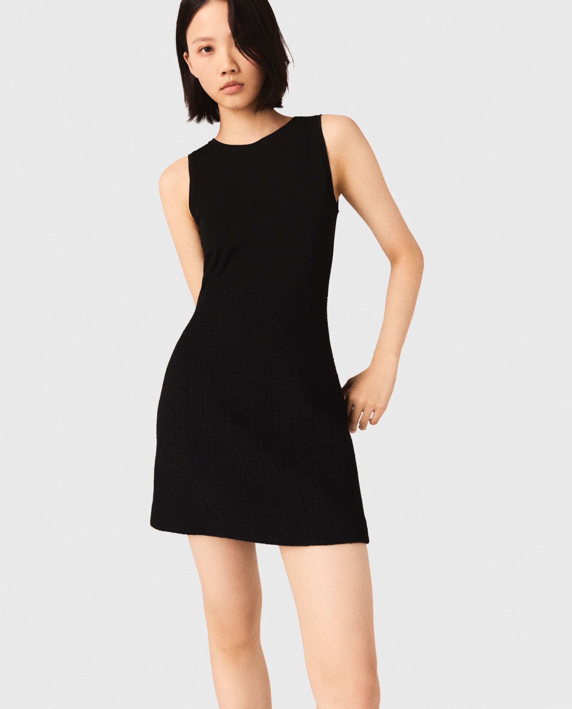 Maje - Vestido 2 en 1 de tweed brillante.