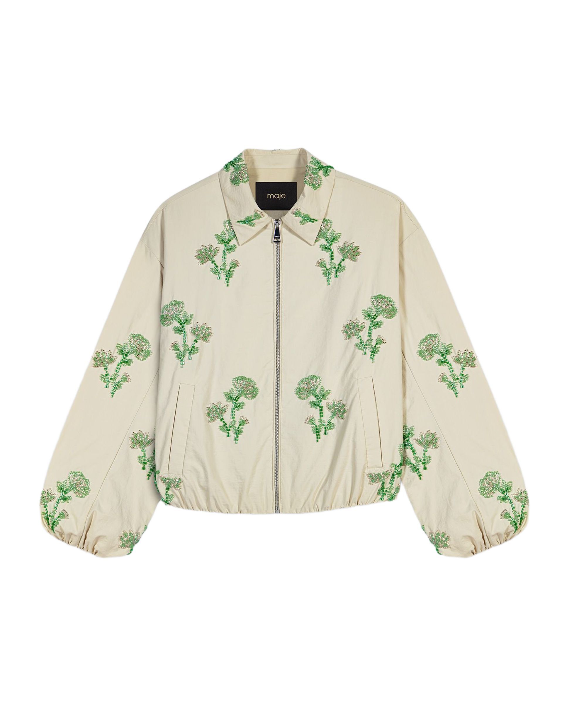 Cazadora Bomber de mujer holgada bordada con perlas - Maje - Beige Beige-8