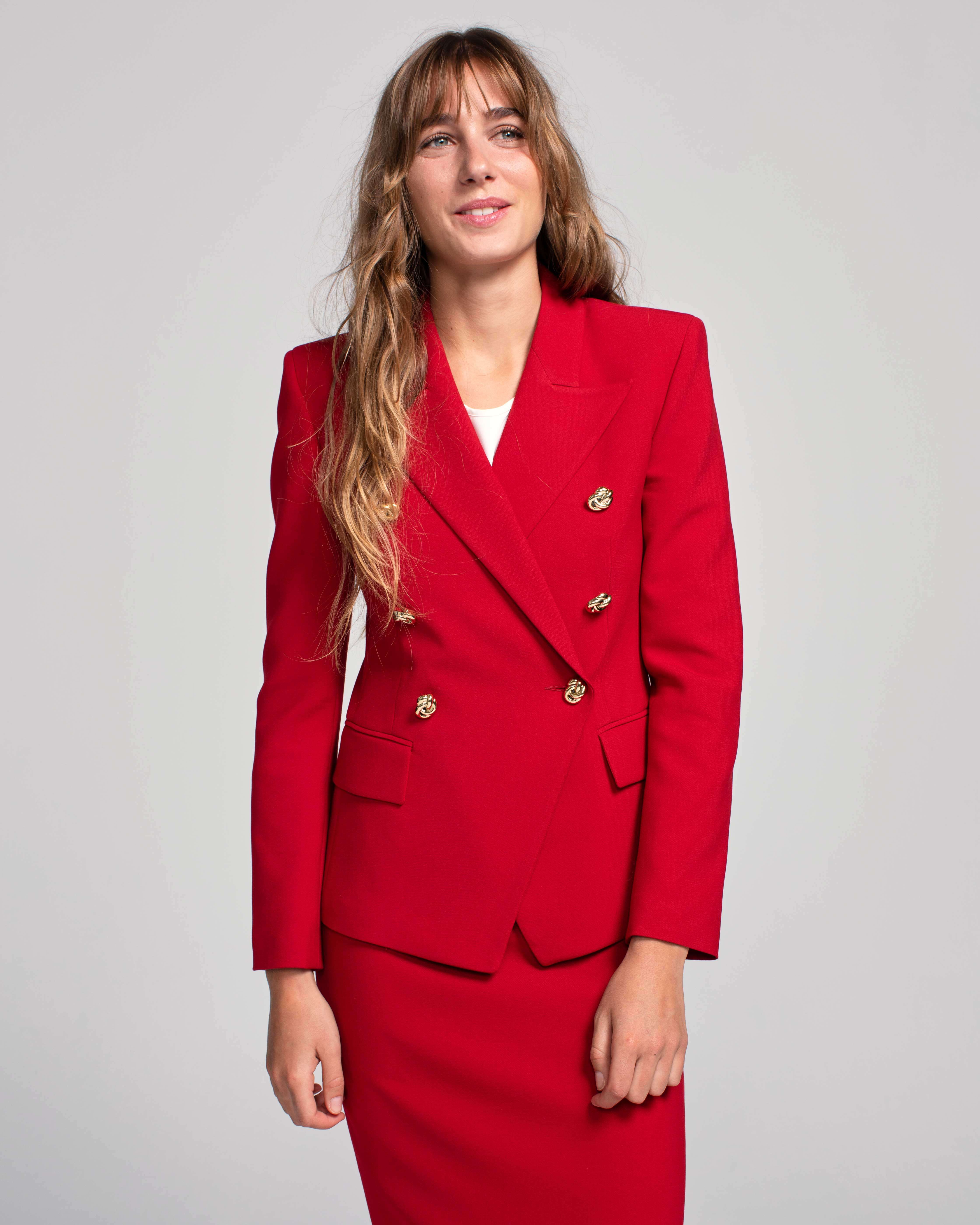 Blazer de mujer cruzada con bolsillos