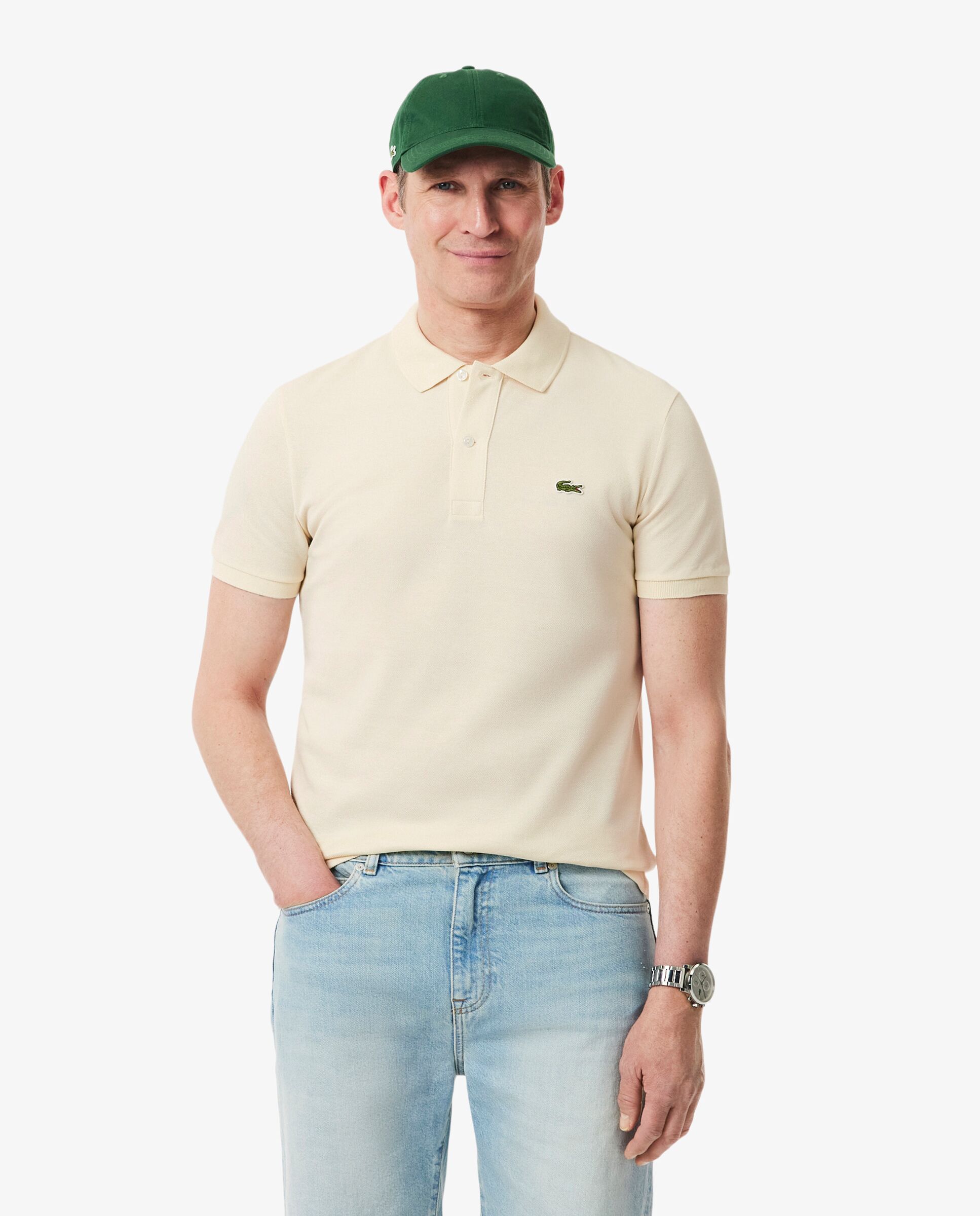 Polo de hombre de piqué de corte ajustado de manga corta - Lacoste - Beige Beige-1