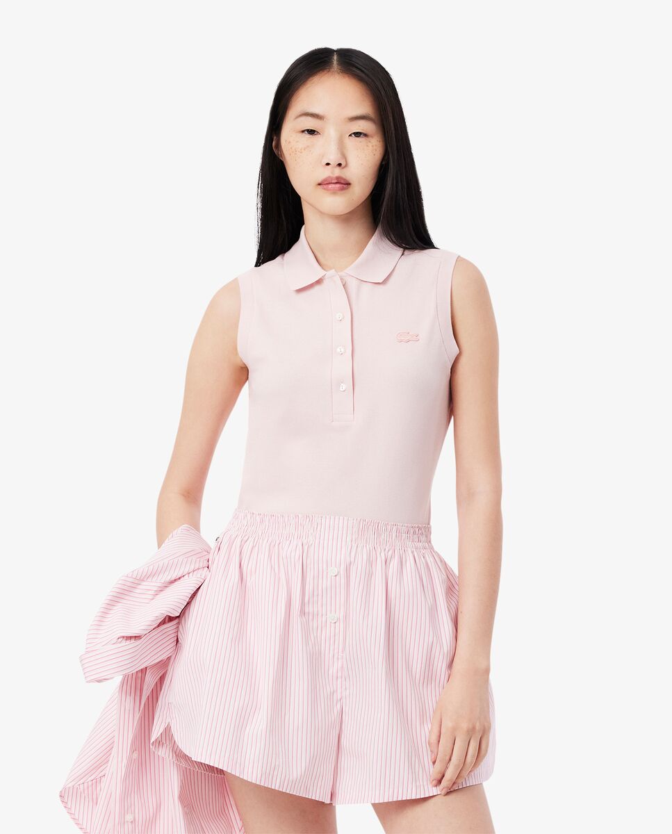 Polo de mujer sin mangas elástico de corte ajustado - Lacoste - Rosa Rosa-1