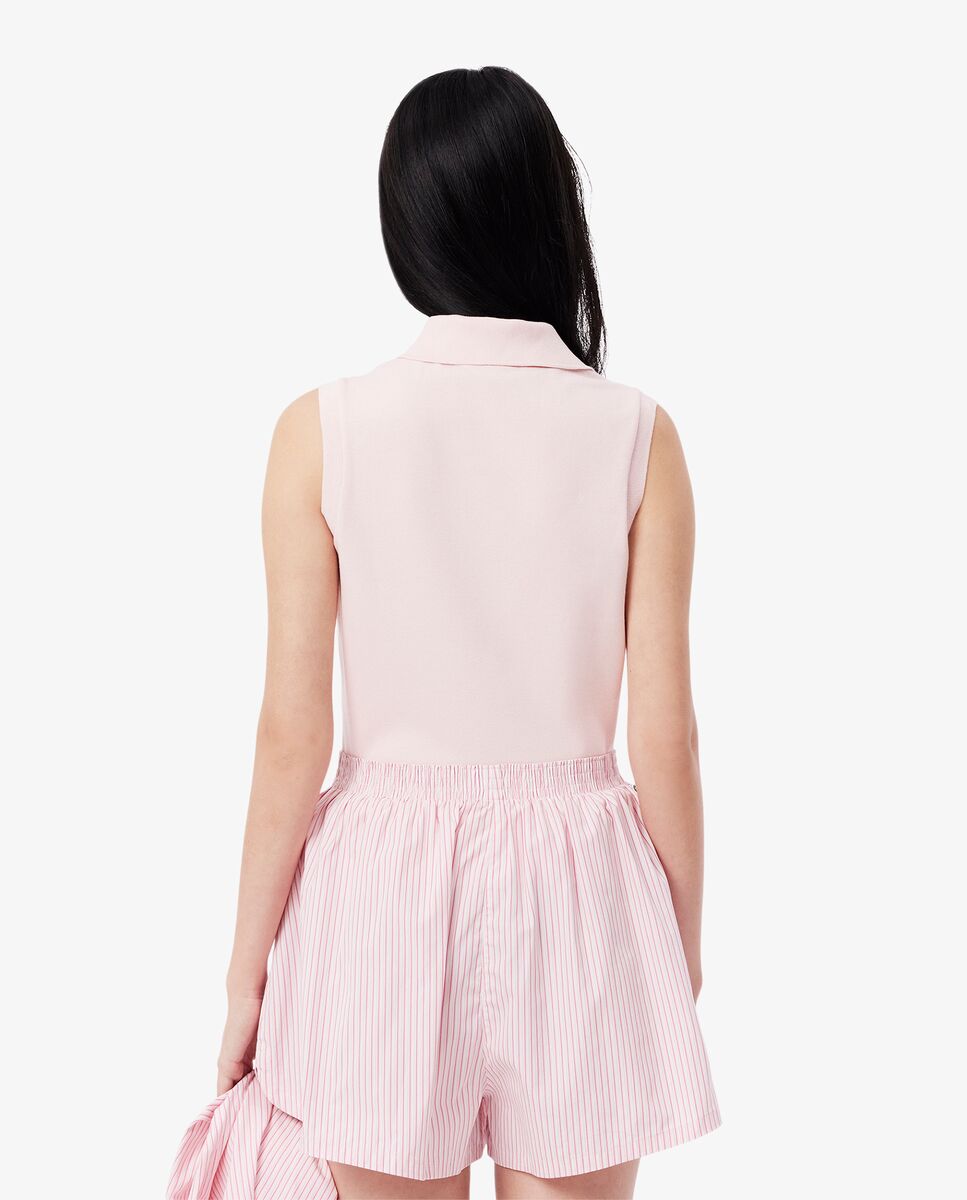 Polo de mujer sin mangas elástico de corte ajustado - Lacoste - Rosa Rosa-2