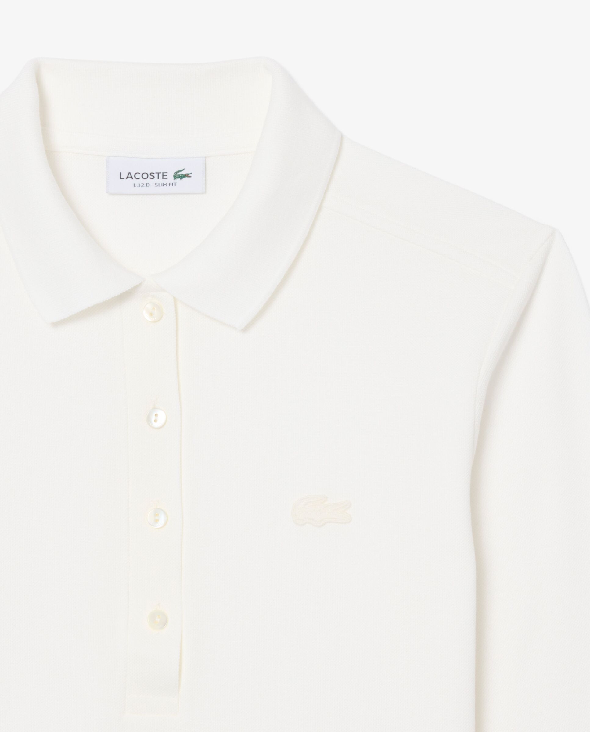 Polo de mujer de corte ajustado de minipiqué elástico de manga corta - Lacoste - Blanco Blanco-5