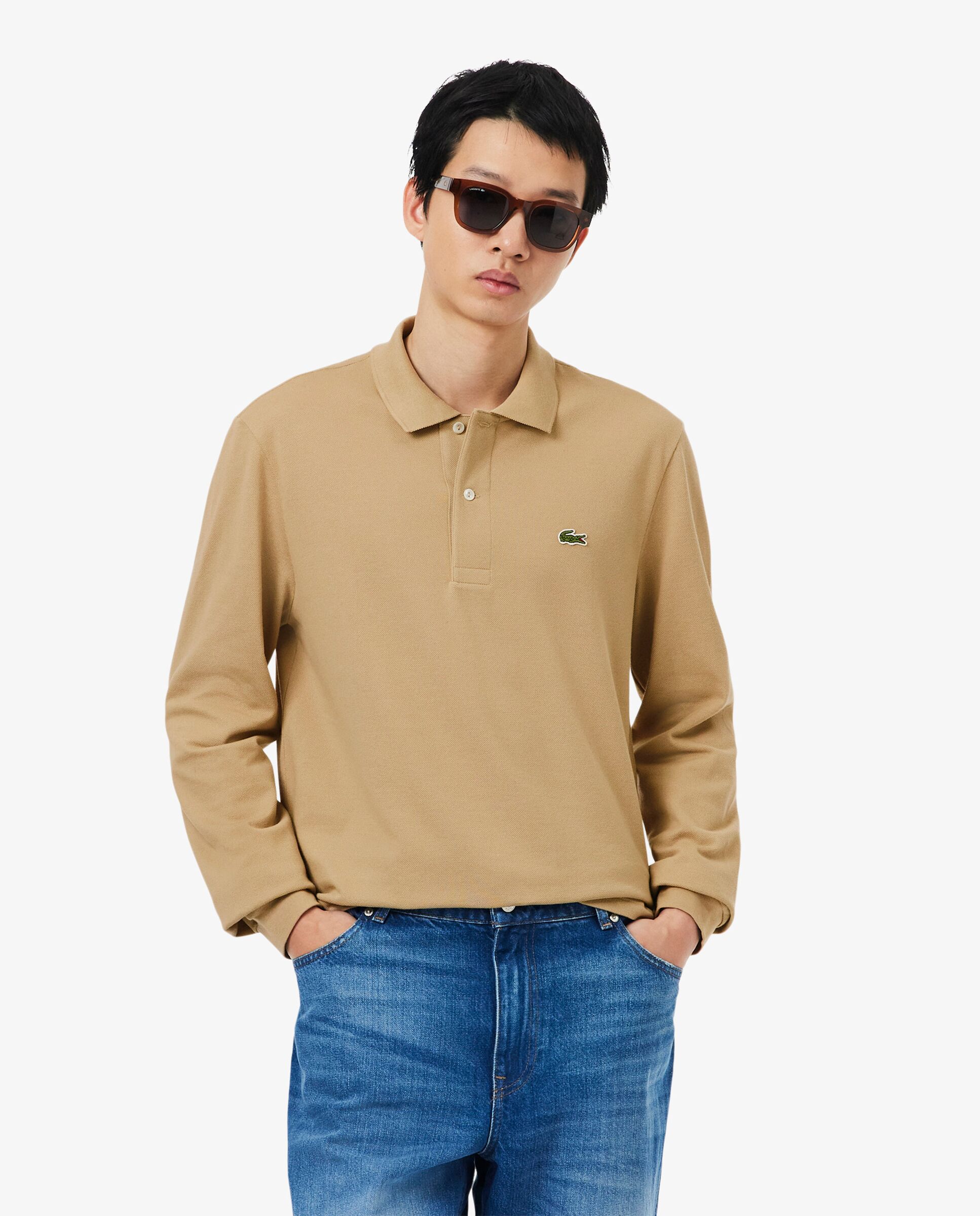 Imagen 0 de Polo de hombre de corte clásico de manga larga Beige
