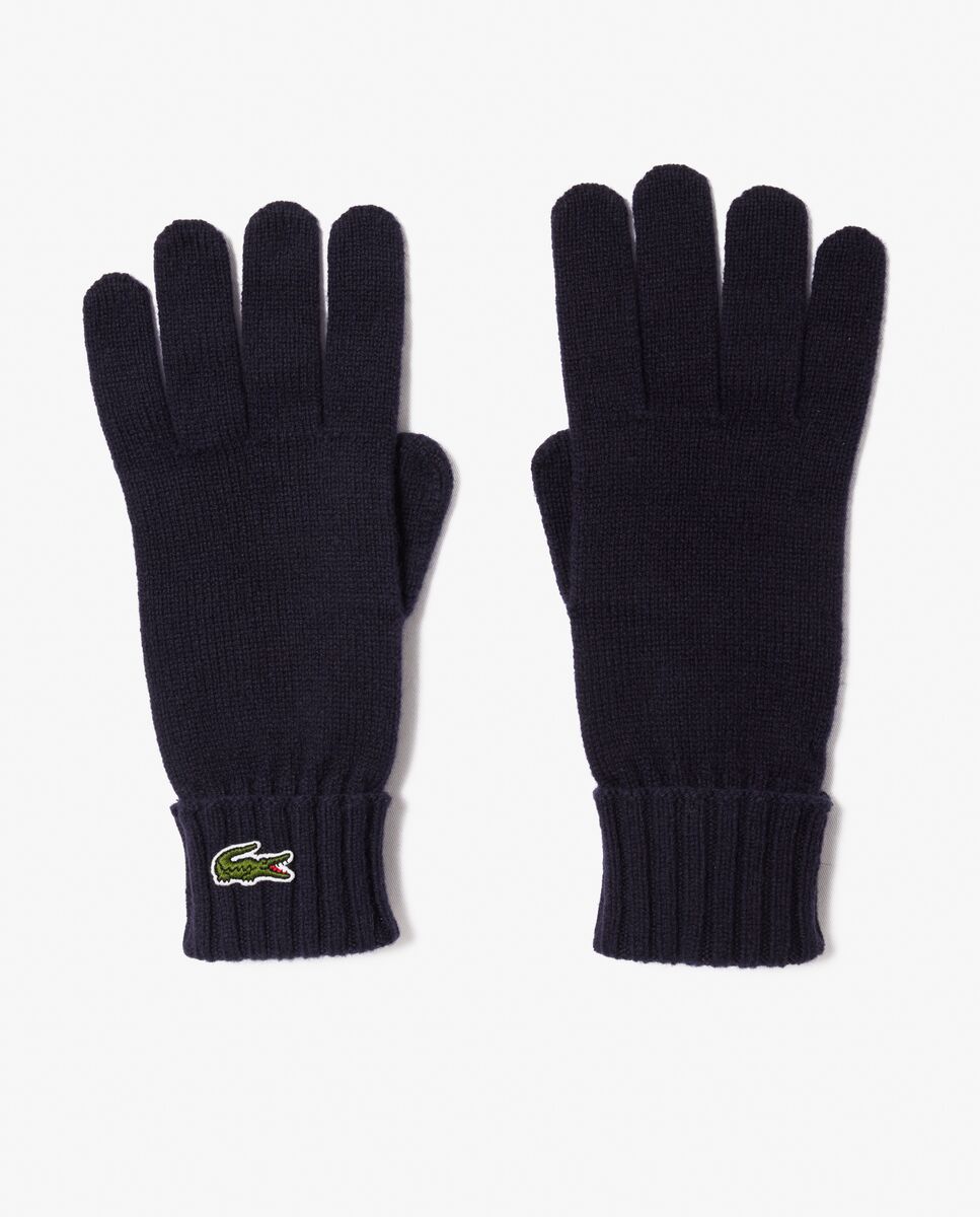 Guantes unisex lacoste en tejido de punto de lana - Azul marino Azul marino-4
