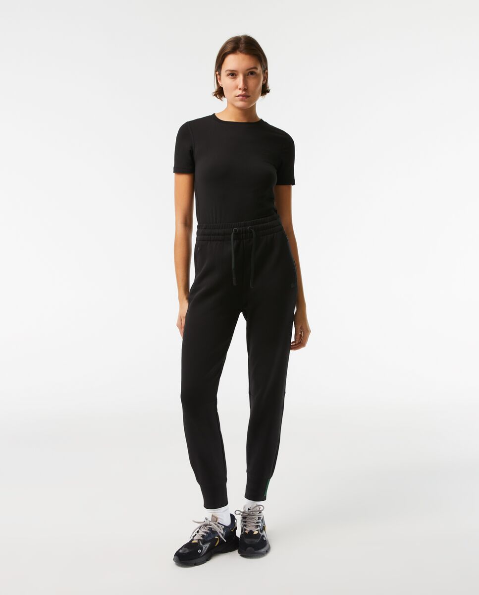 Jogger de mujer ajustado de felpa de algodón - Lacoste - Negro Negro-1