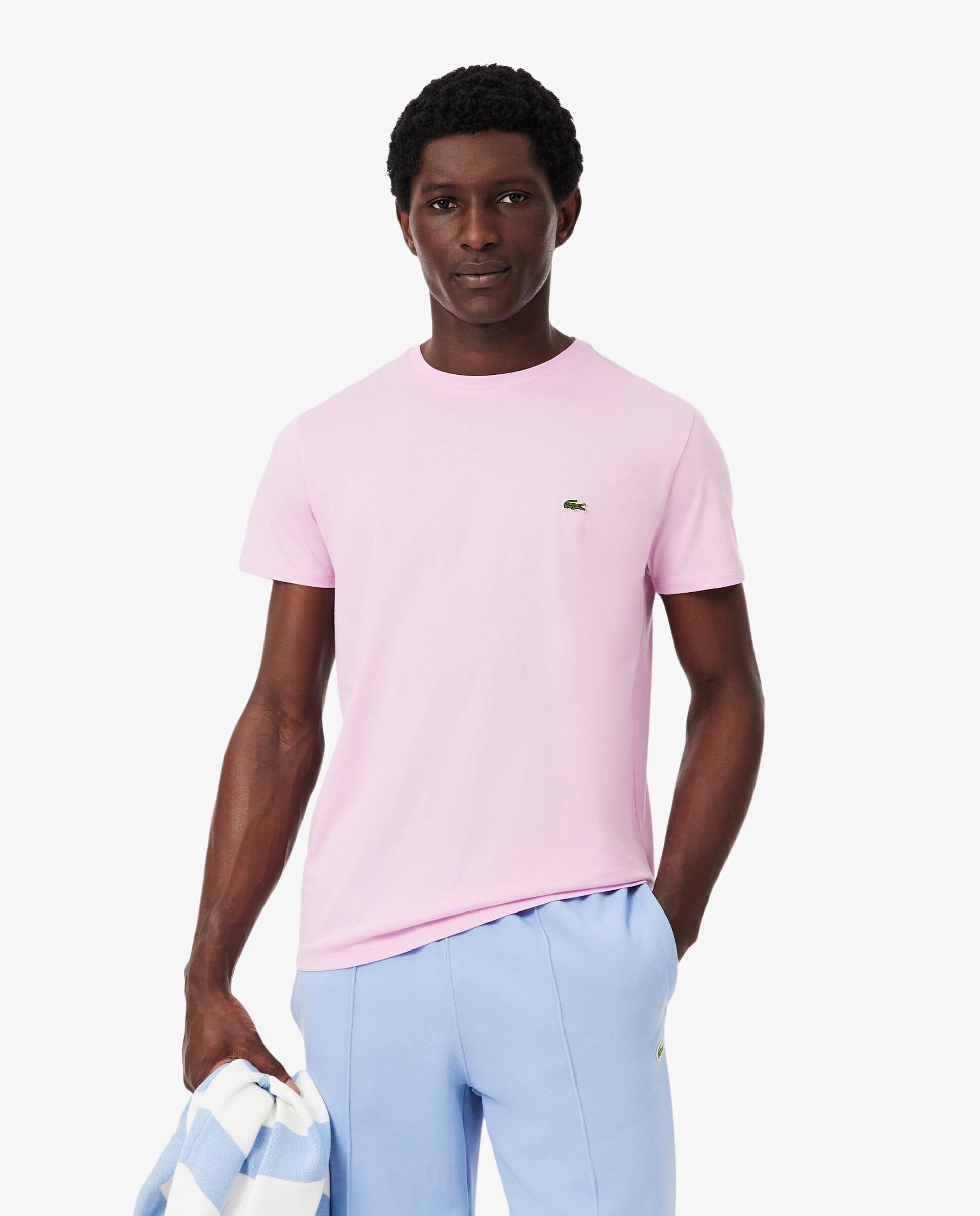 Camiseta de hombre de algodón pima de manga corta - Lacoste - Rosa Rosa-1