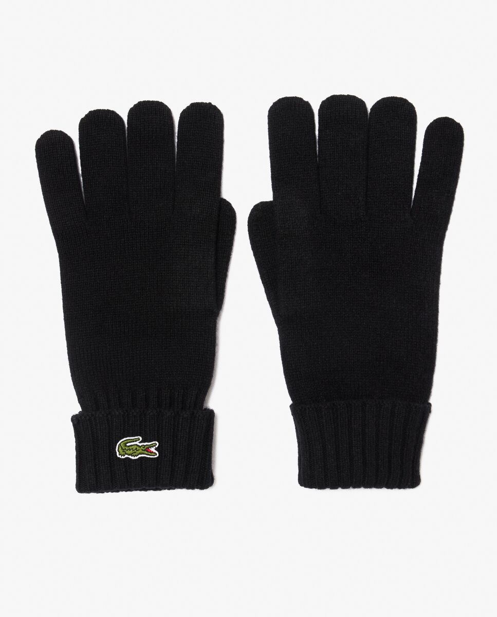 Guantes unisex lacoste en tejido de punto de lana - Negro Negro-4