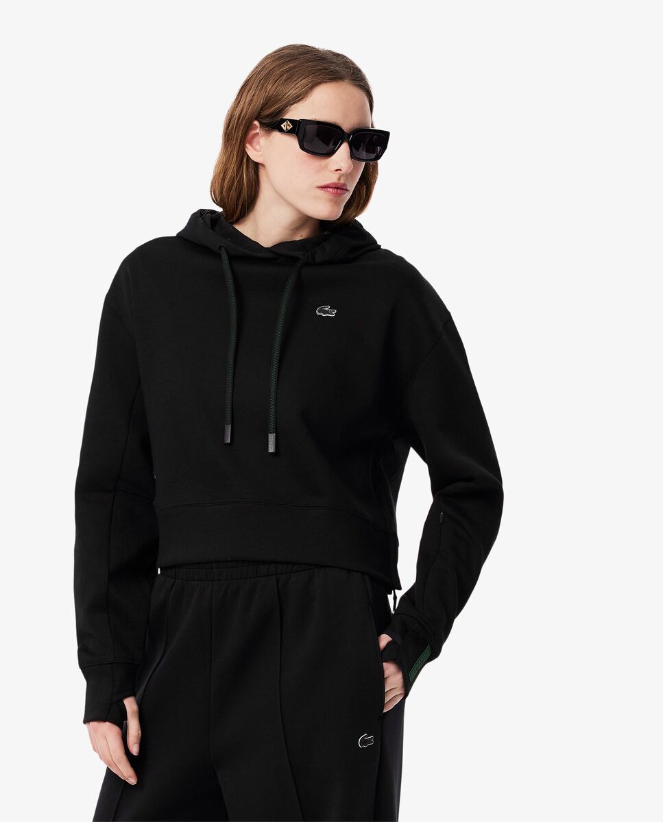 Sudadera de mujer con capucha corta de algodón - Lacoste - Negro Negro-1