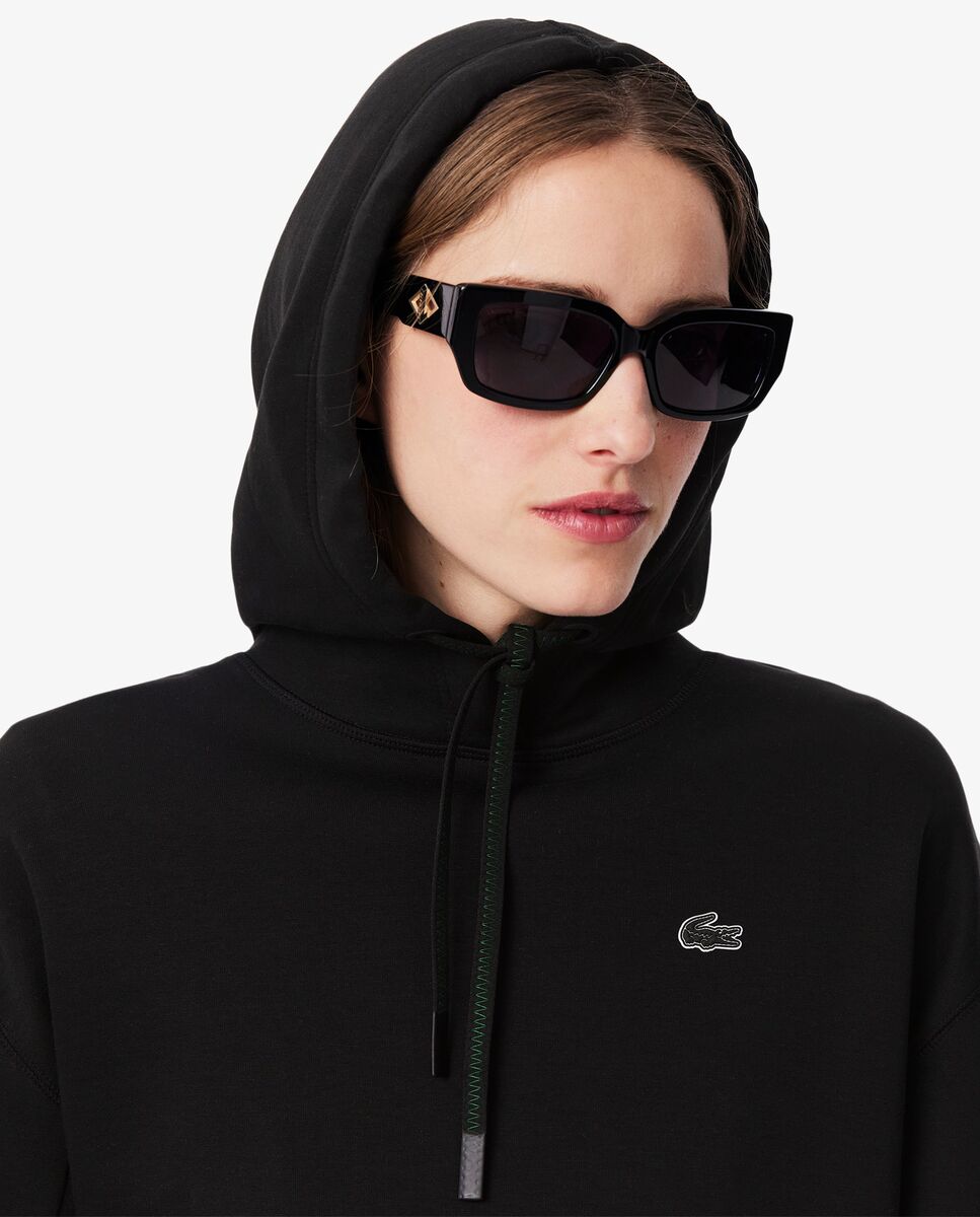 Sudadera de mujer con capucha corta de algodón - Lacoste - Negro Negro-3
