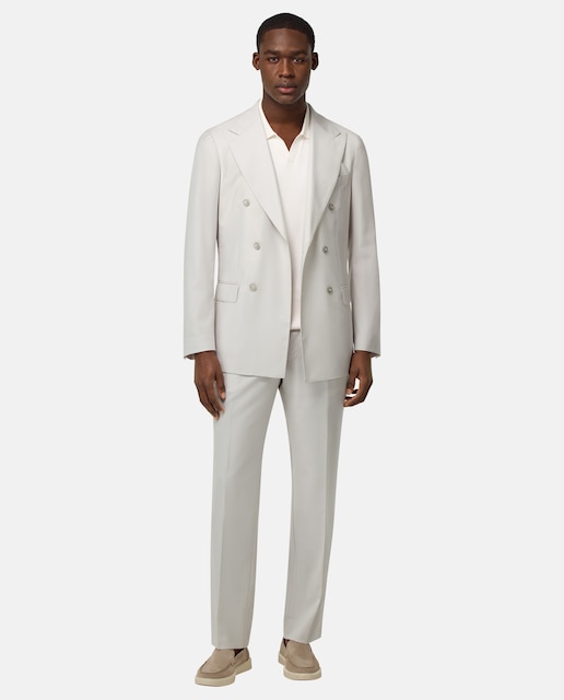 Imagen 0 de Traje de hombre grisalla de lana pura con doble botonadura