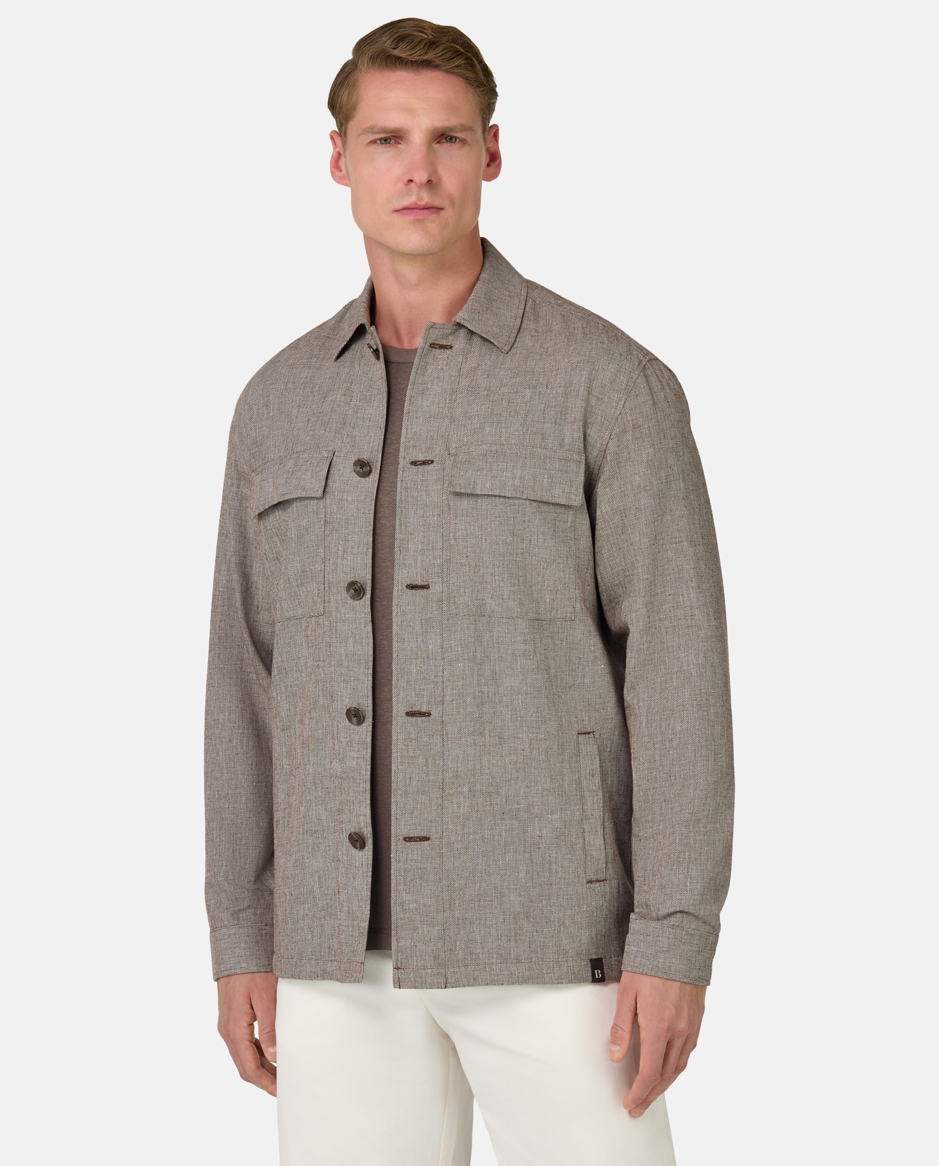 Imagen 1 de Sobrecamisa de algodón y lino Marrón