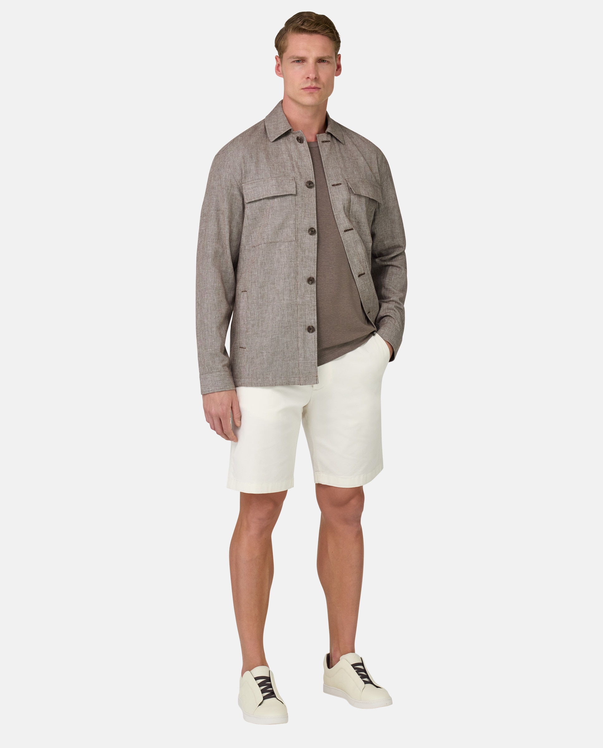 Imagen 2 de Sobrecamisa de algodón y lino - Boggi Milano - Marrón Marrón