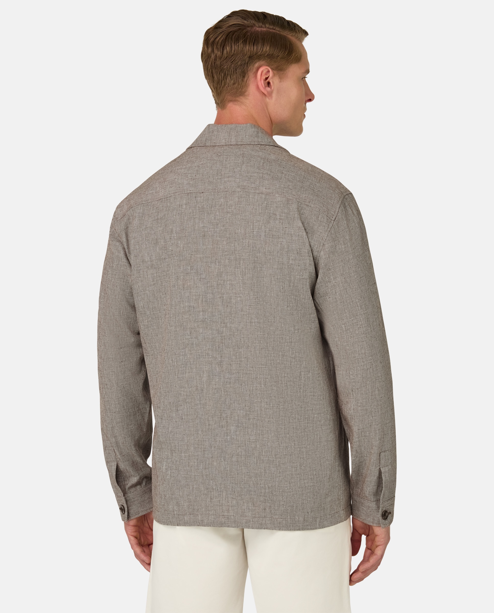 Imagen 3 de Sobrecamisa de algodón y lino - Boggi Milano - Marrón Marrón
