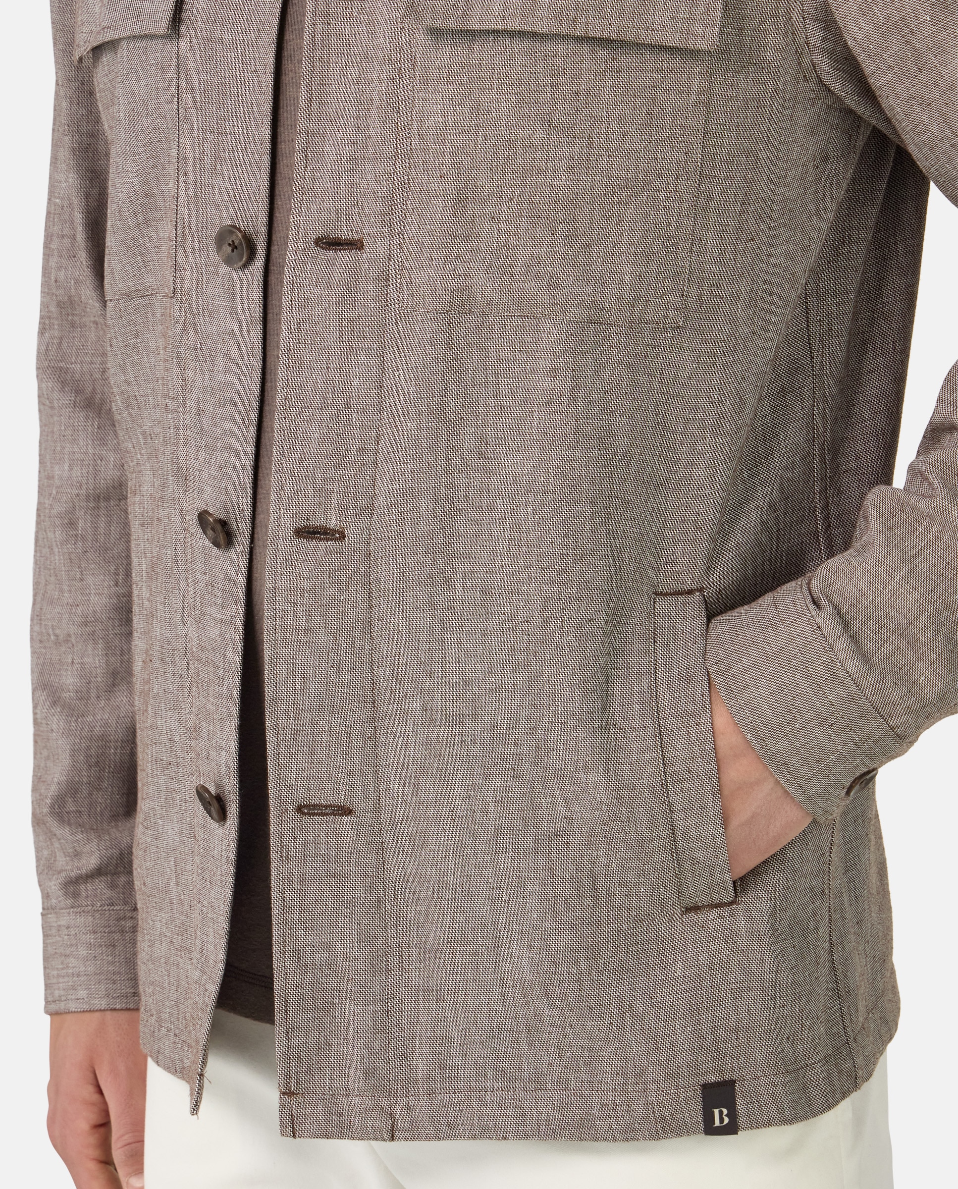 Imagen 4 de Sobrecamisa de algodón y lino - Boggi Milano - Marrón Marrón