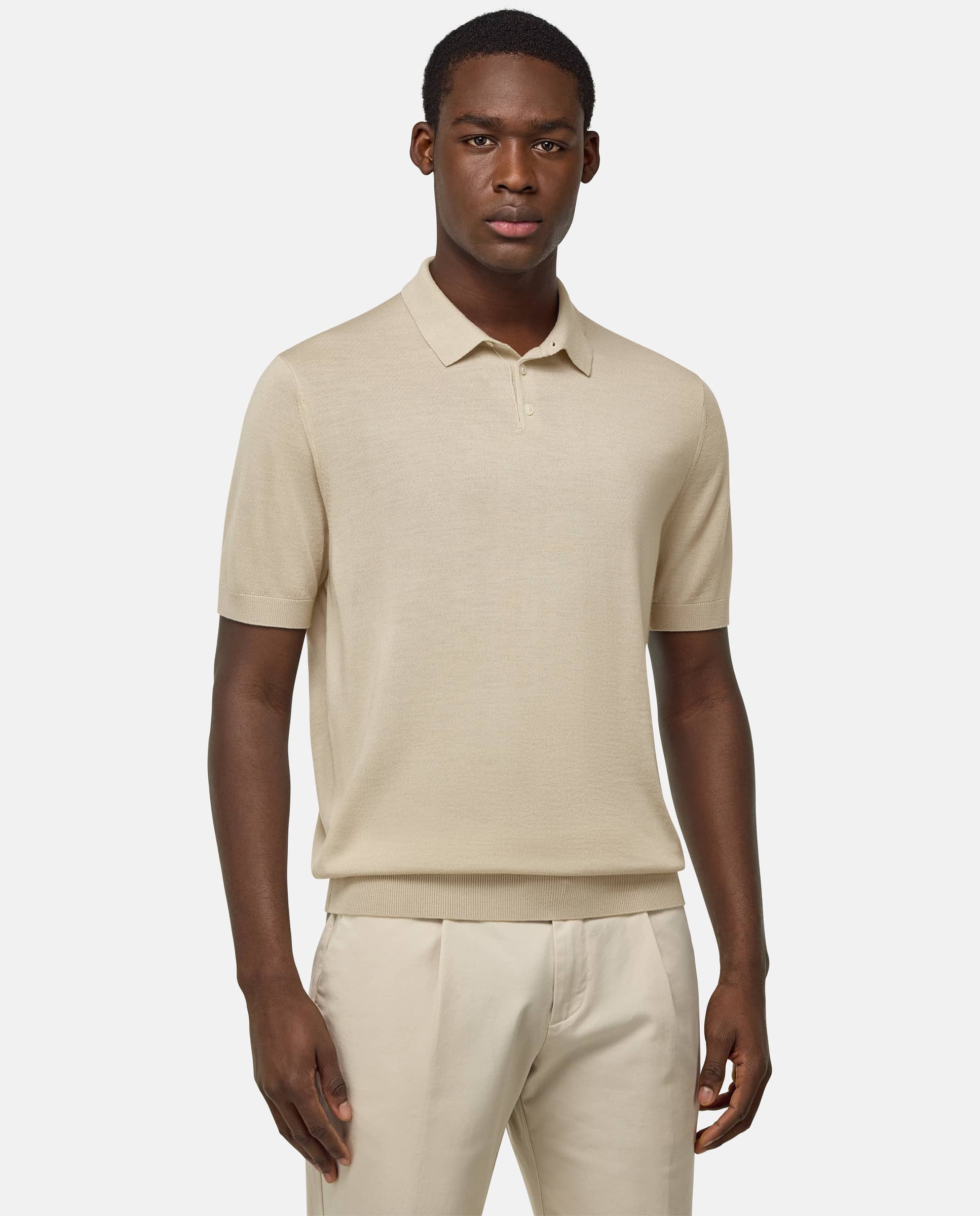 Polo de punto de hombre de lana merina