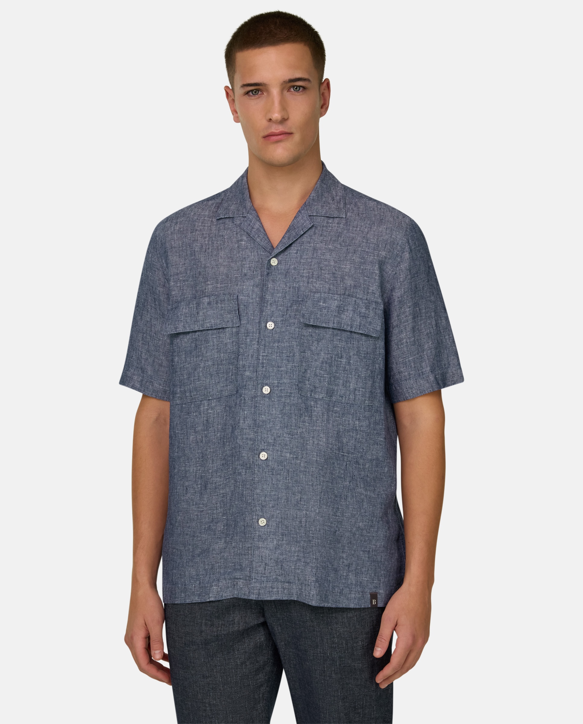 Boggi Milano - Camisa de denim de lino y algodón.