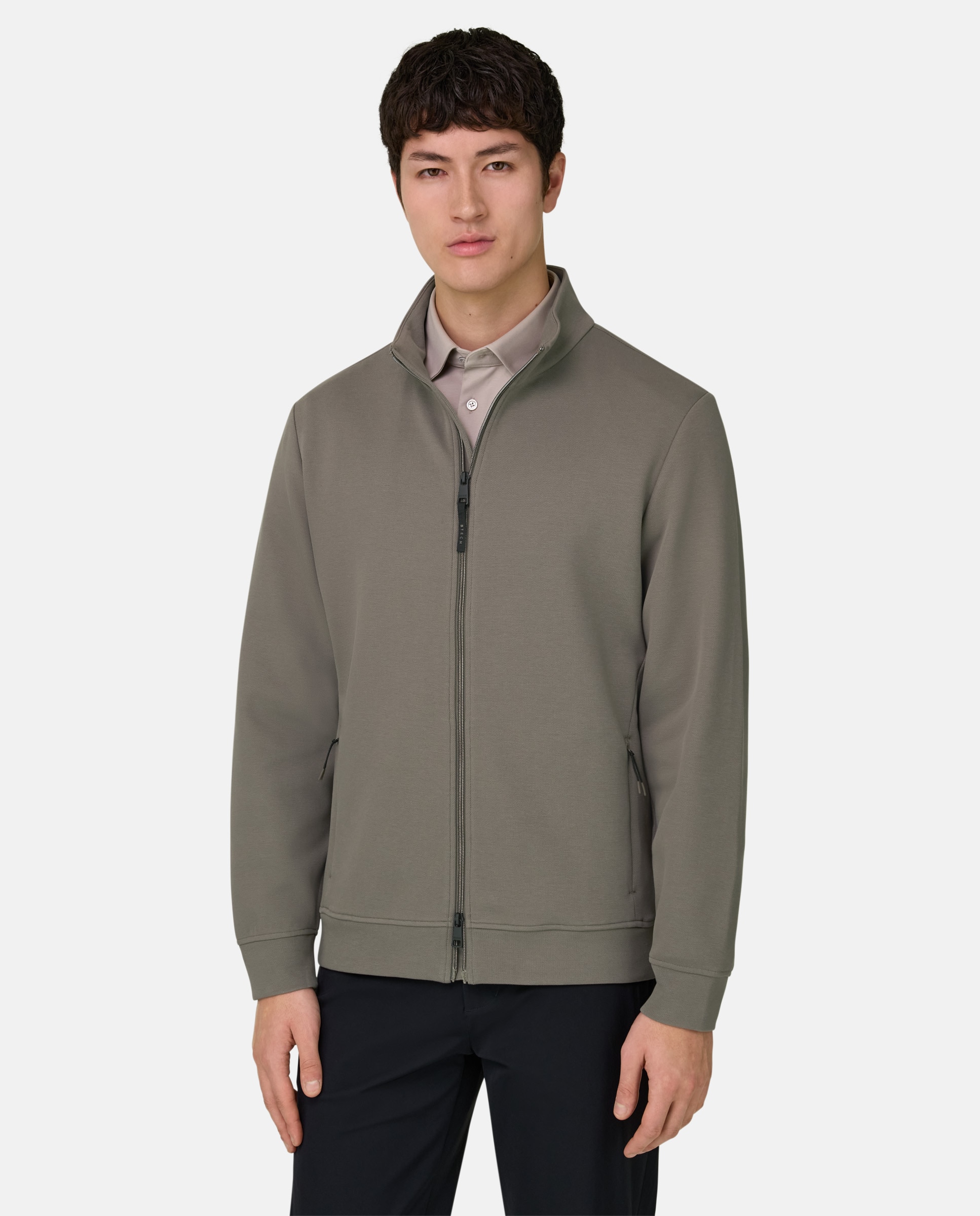 Boggi Milano - Sudadera con cremallera de piqué de algodón mezclado con piqué de neopreno.