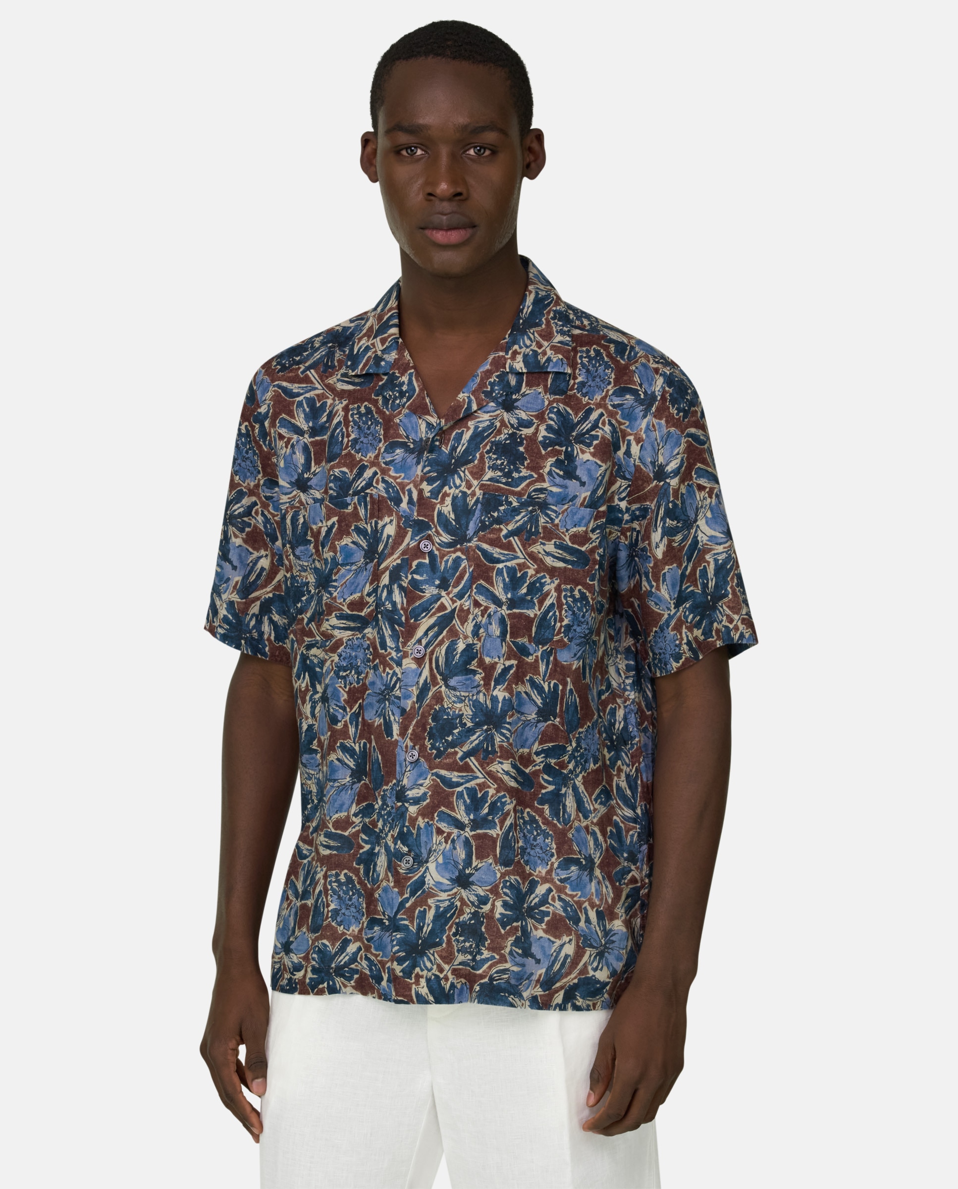 Boggi Milano - Camisa de lino estampado regular fit.