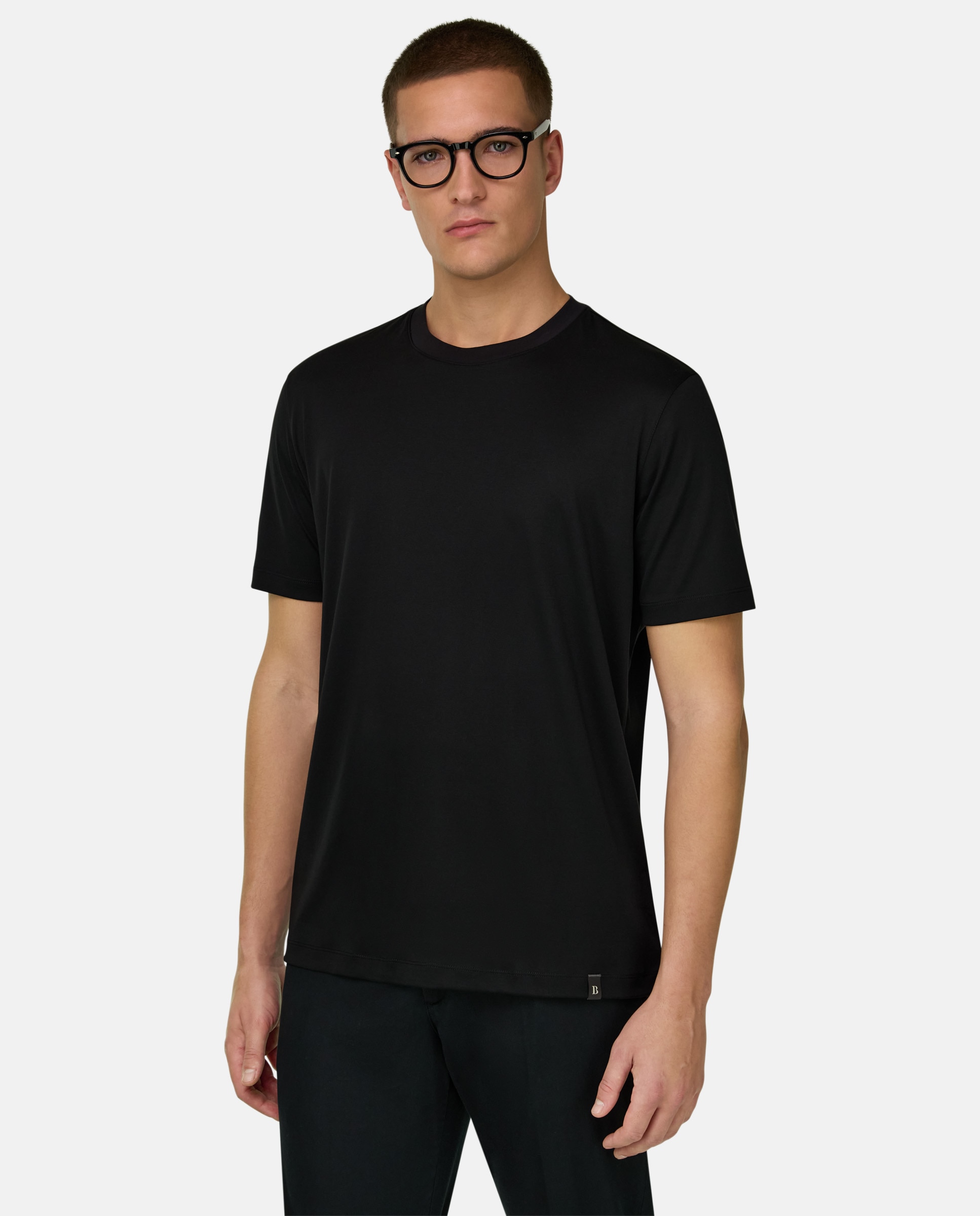 Camiseta de algodón poliéster y seda - Boggi Milano - Negro Negro-1