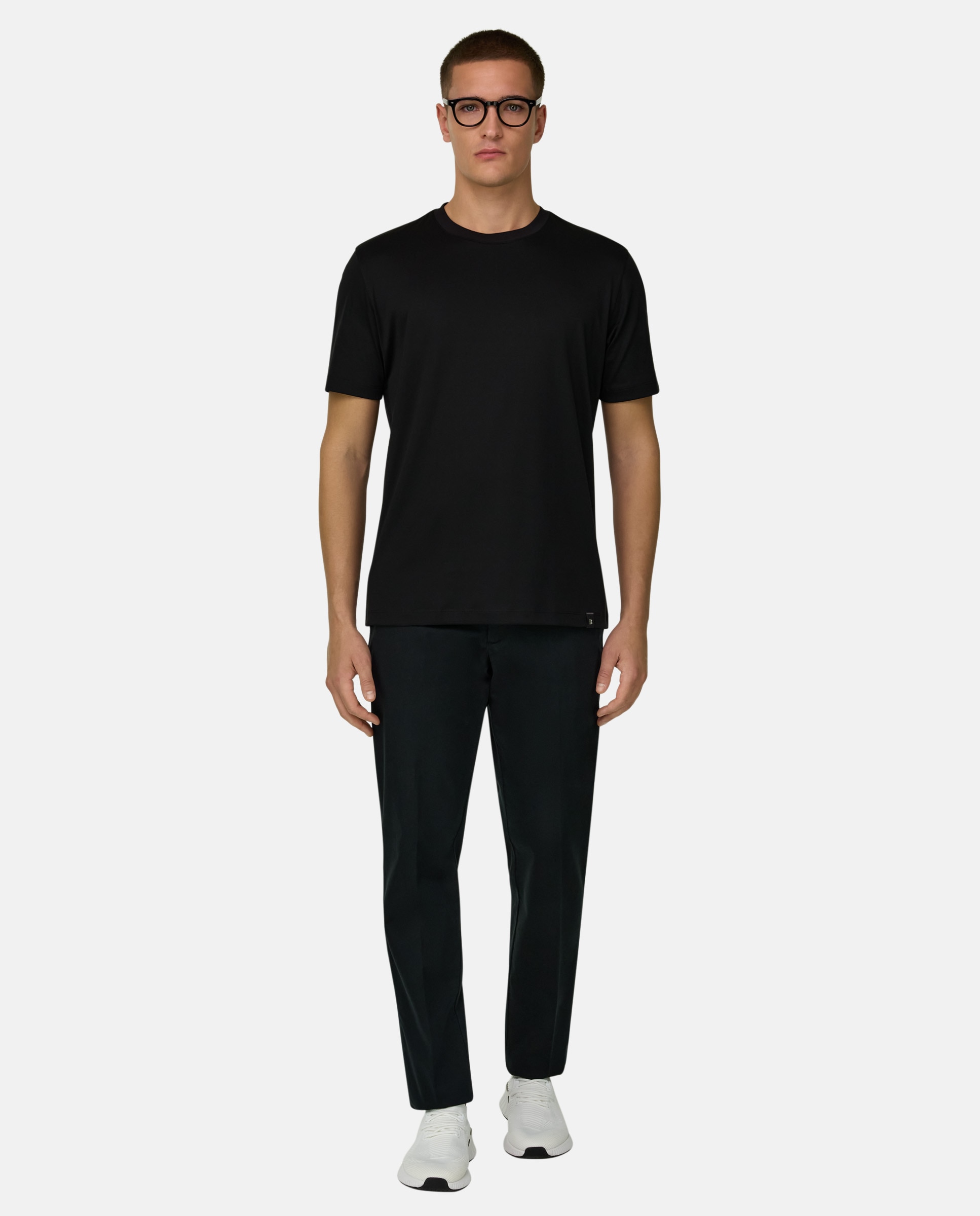 Camiseta de algodón poliéster y seda - Boggi Milano - Negro Negro-2