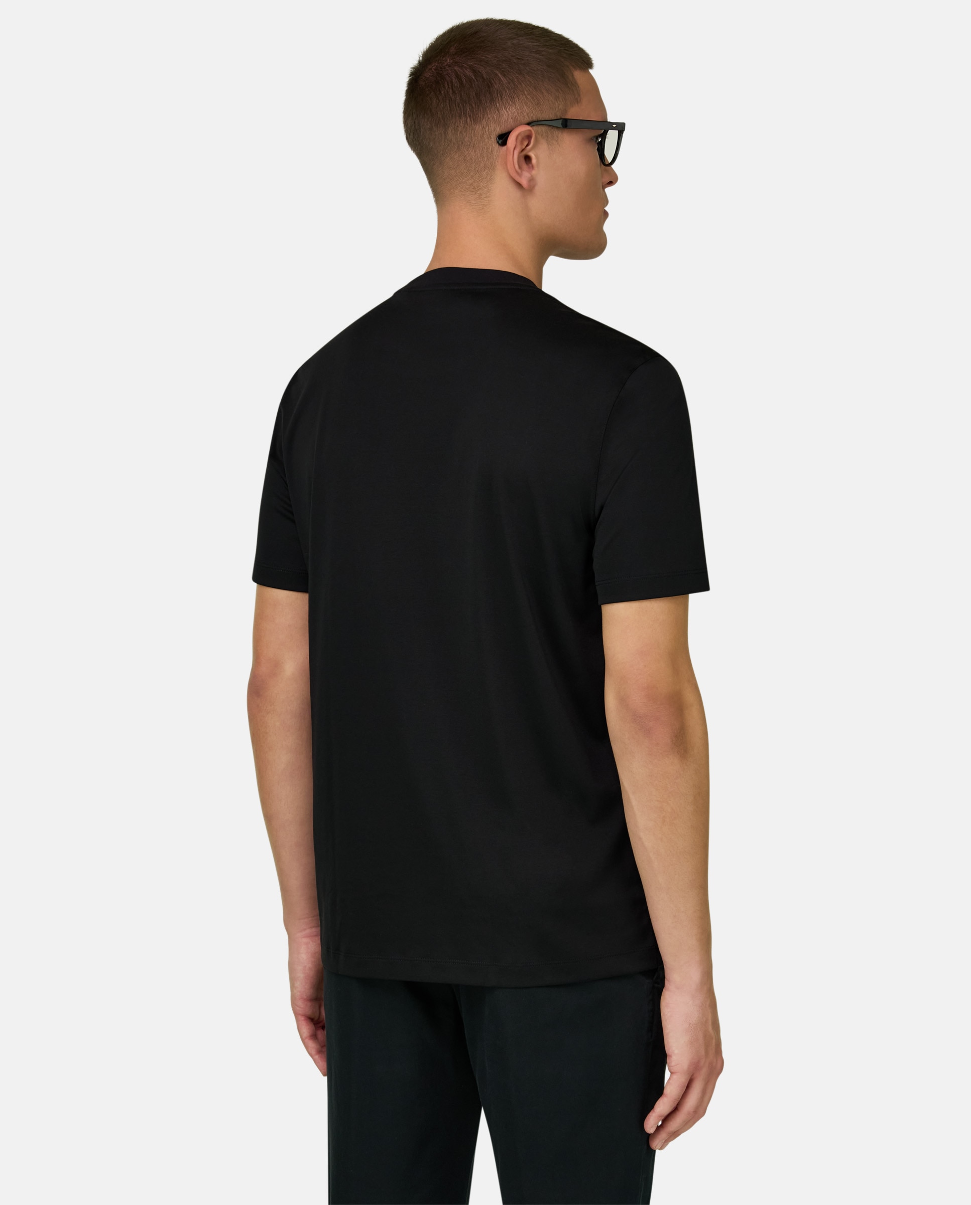 Camiseta de algodón poliéster y seda - Boggi Milano - Negro Negro-3