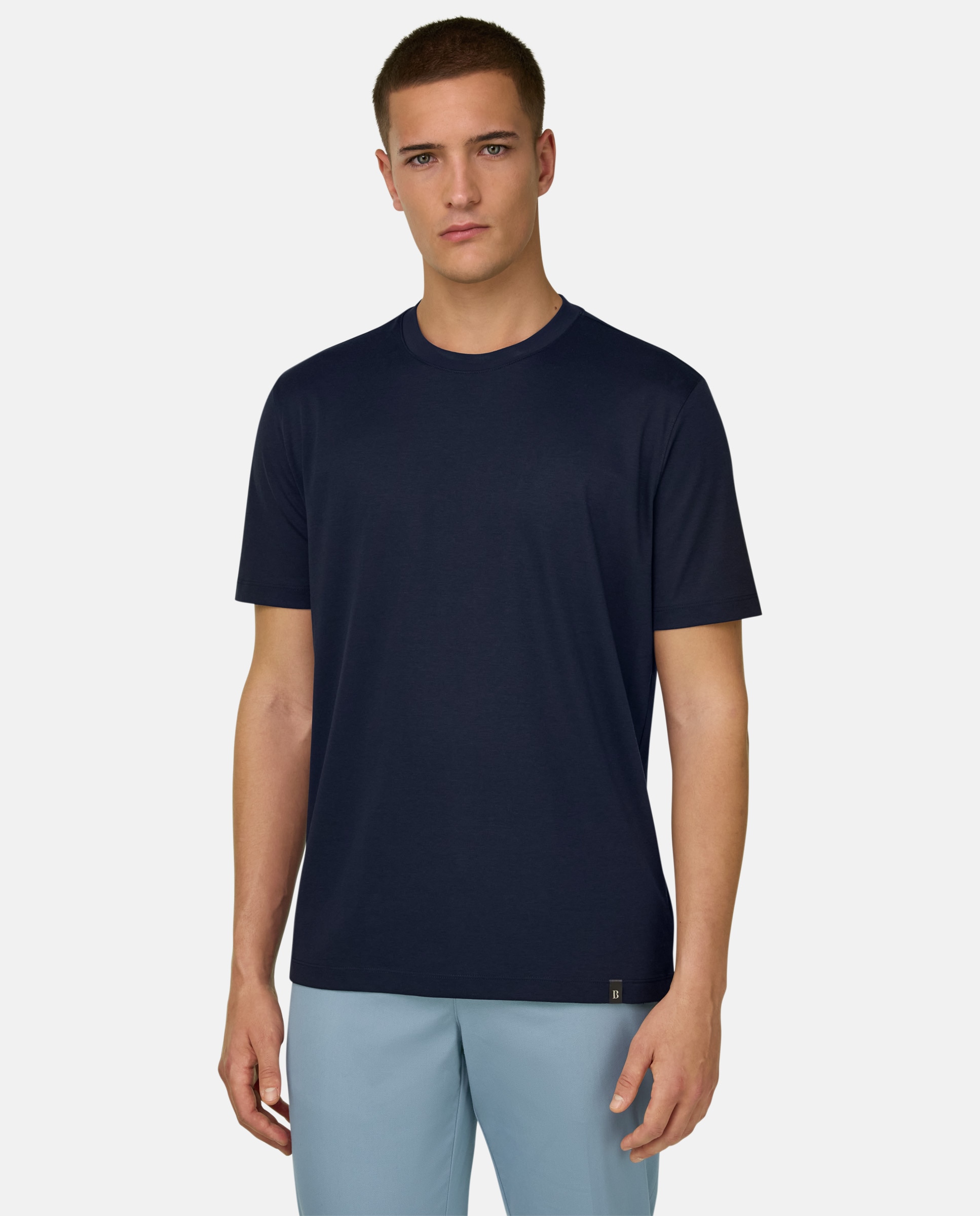 Imagen 0 de Camiseta de algodón poliéster y seda Azul marino