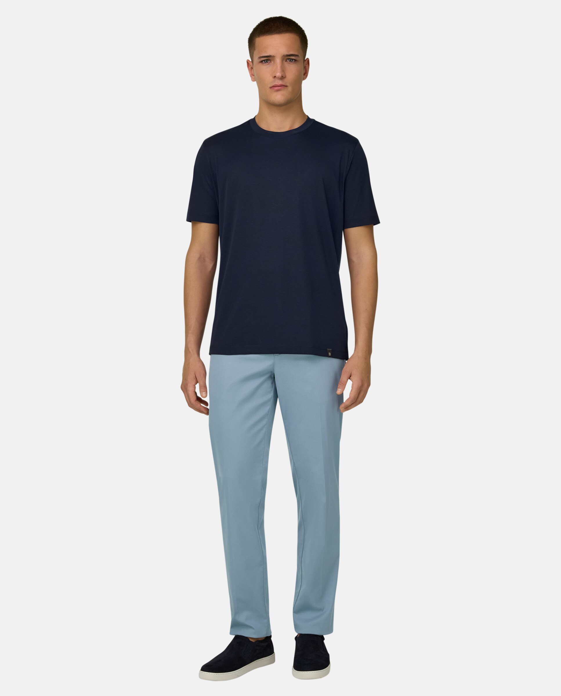 Camiseta de algodón poliéster y seda - Boggi Milano - Azul marino Azul marino-2