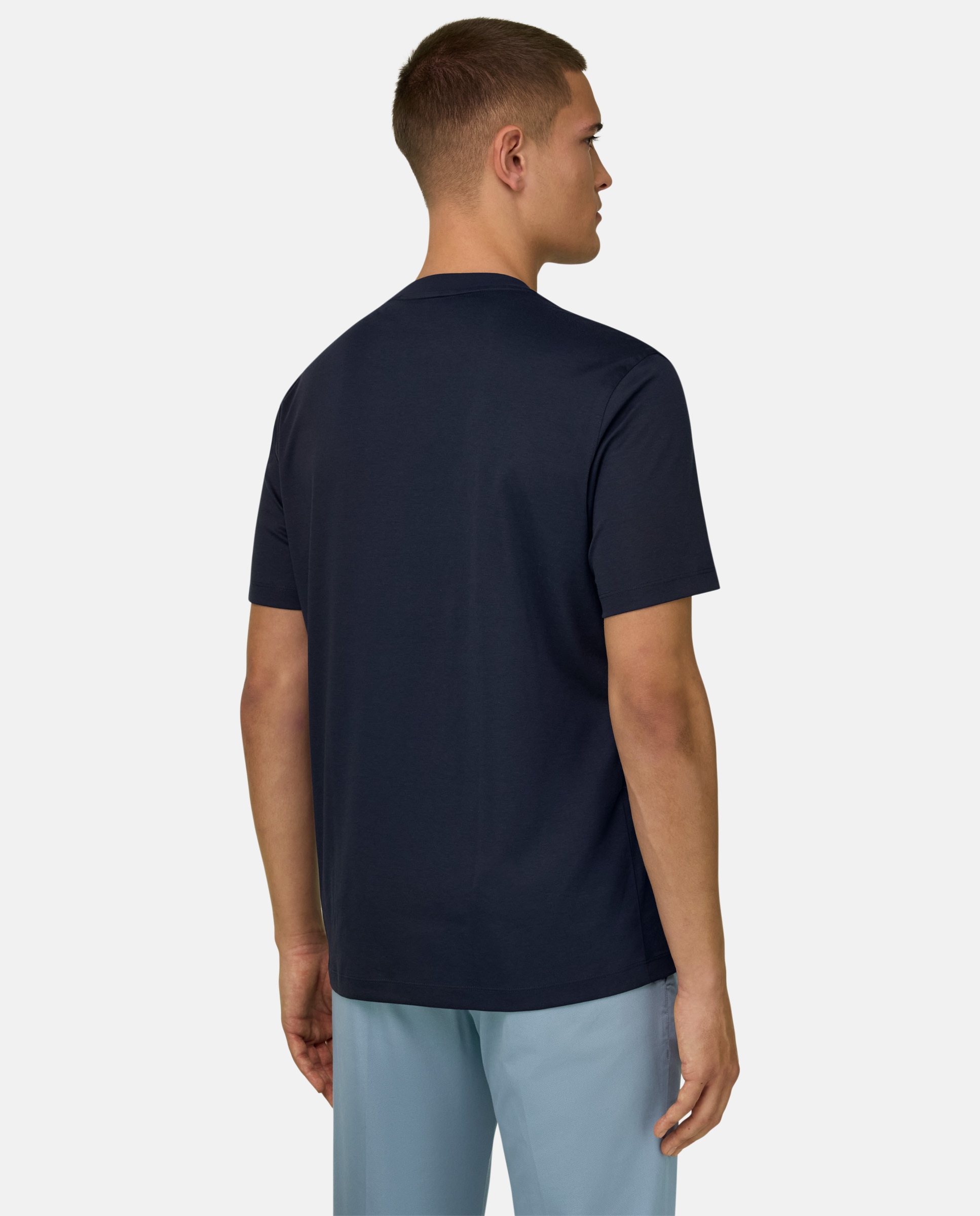 Camiseta de algodón poliéster y seda - Boggi Milano - Azul marino Azul marino-3