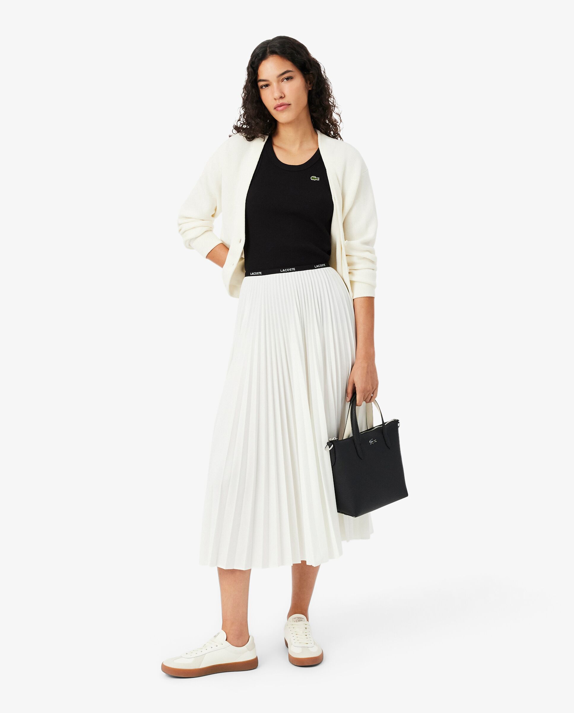 Top de tirantes de corte ajustado de algodón en marrón de manga corta - Lacoste - Negro Negro-4