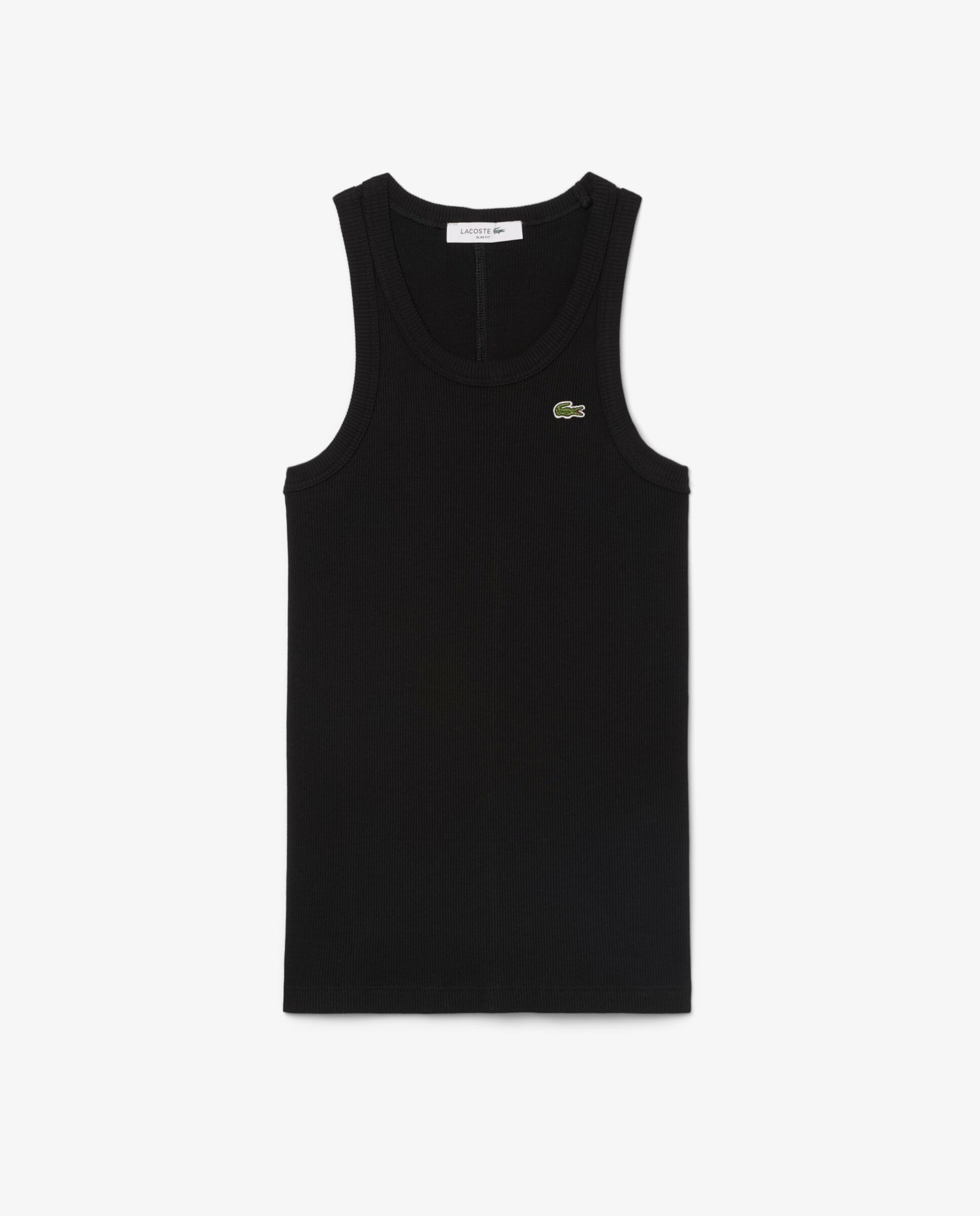 Top de tirantes de corte ajustado de algodón en marrón de manga corta - Lacoste - Negro Negro-6