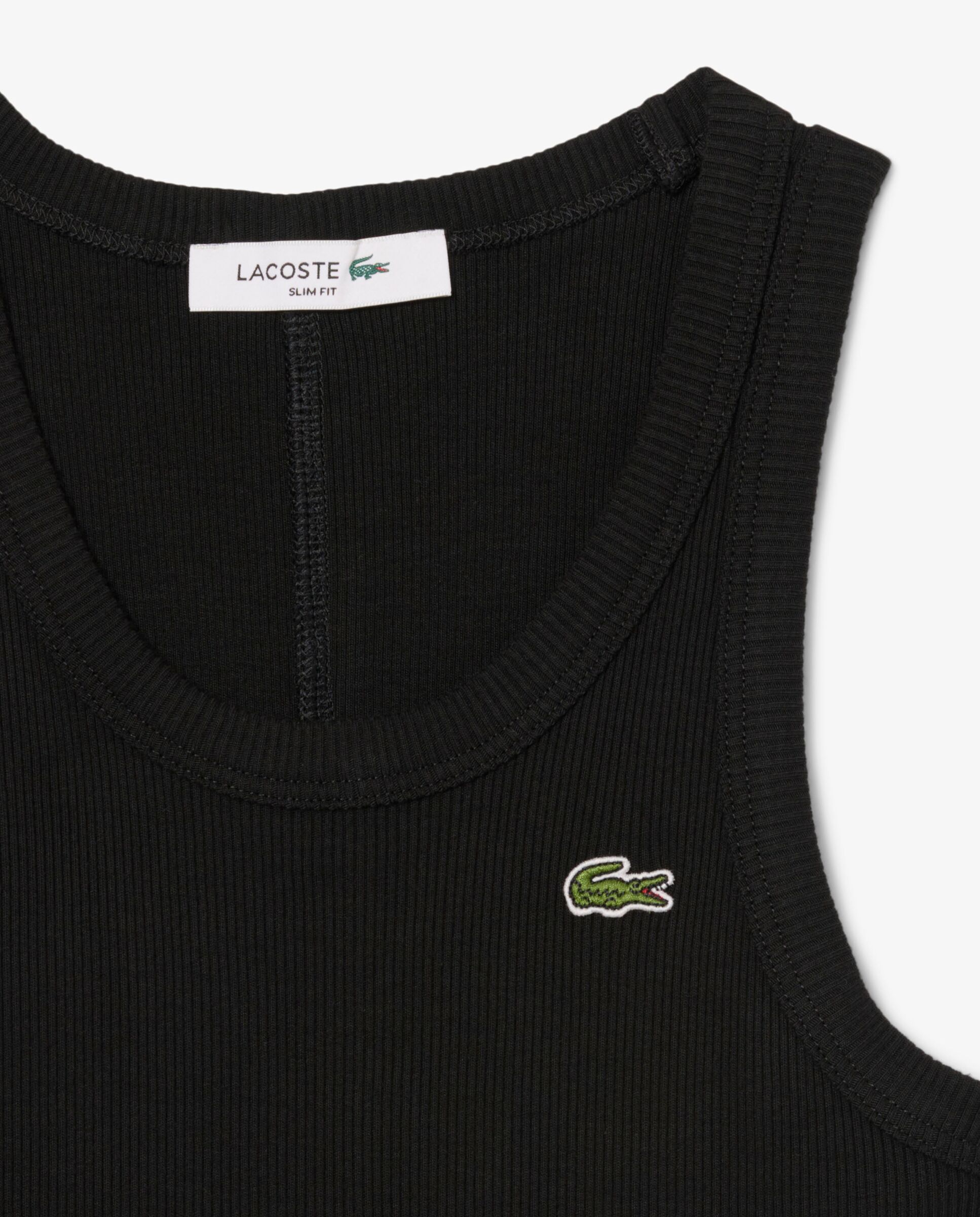Top de tirantes de corte ajustado de algodón en marrón de manga corta - Lacoste - Negro Negro-5