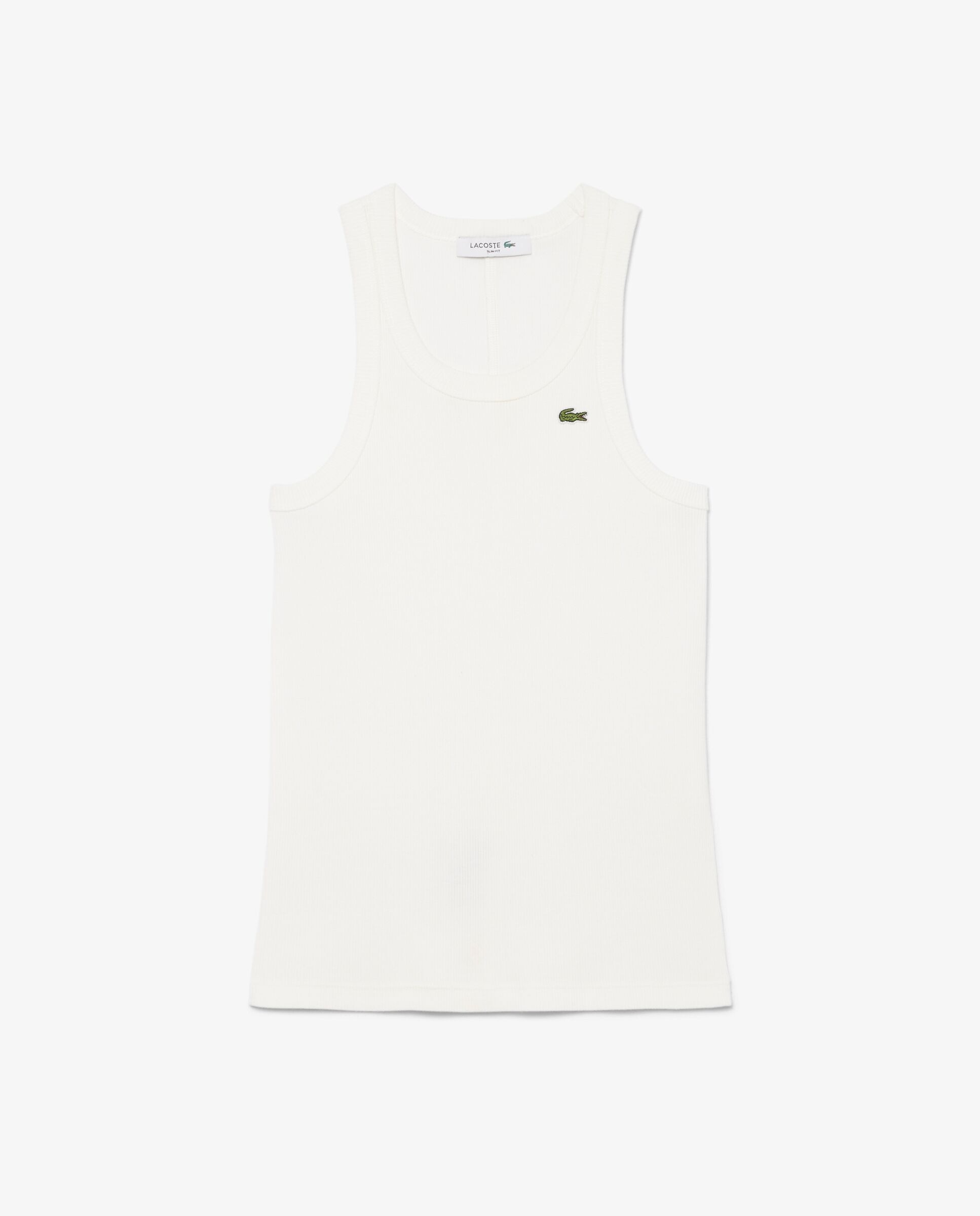 Top de tirantes de corte ajustado de algodón en marrón de manga corta - Lacoste - Blanco Blanco-6