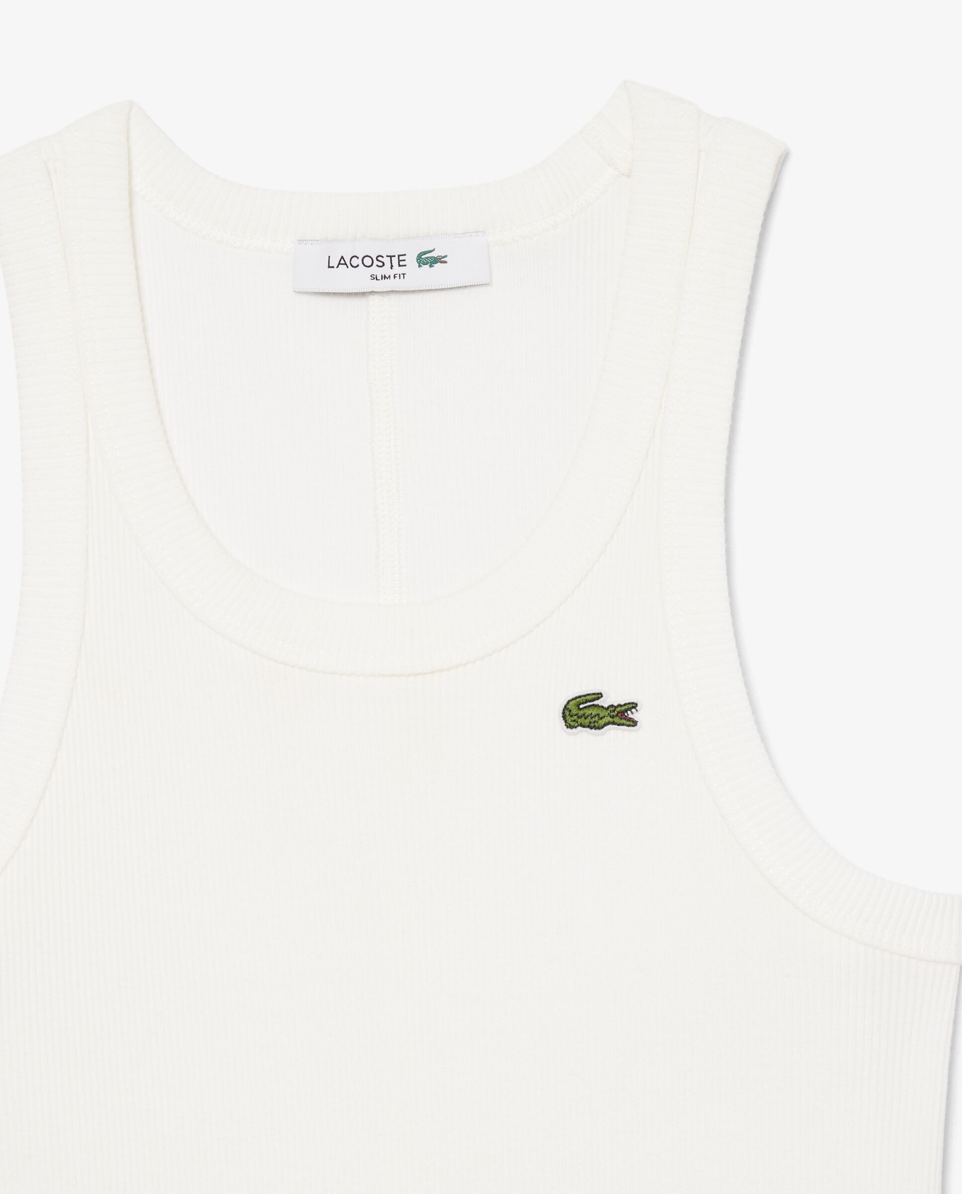 Top de tirantes de corte ajustado de algodón en marrón de manga corta - Lacoste - Blanco Blanco-5