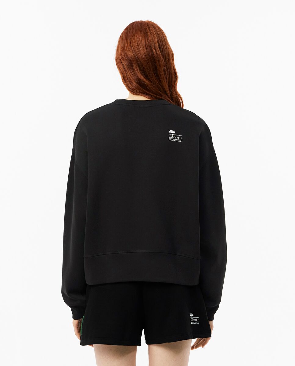 Sudadera de mujer de algodón oversized de manga larga - Lacoste - Negro Negro-2