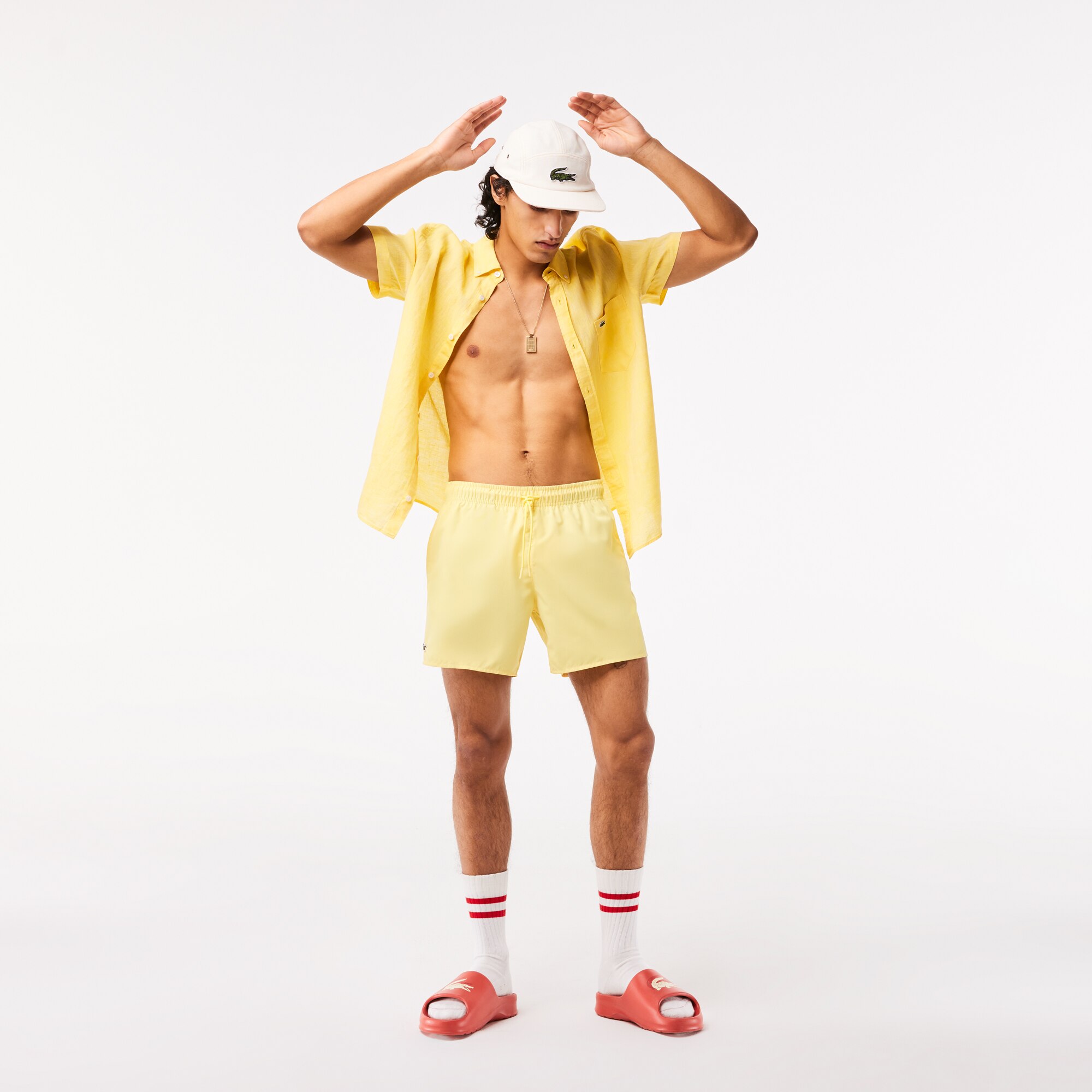 Bañadores boxer de hombre de poliéster - Lacoste - Amarillo Amarillo-4