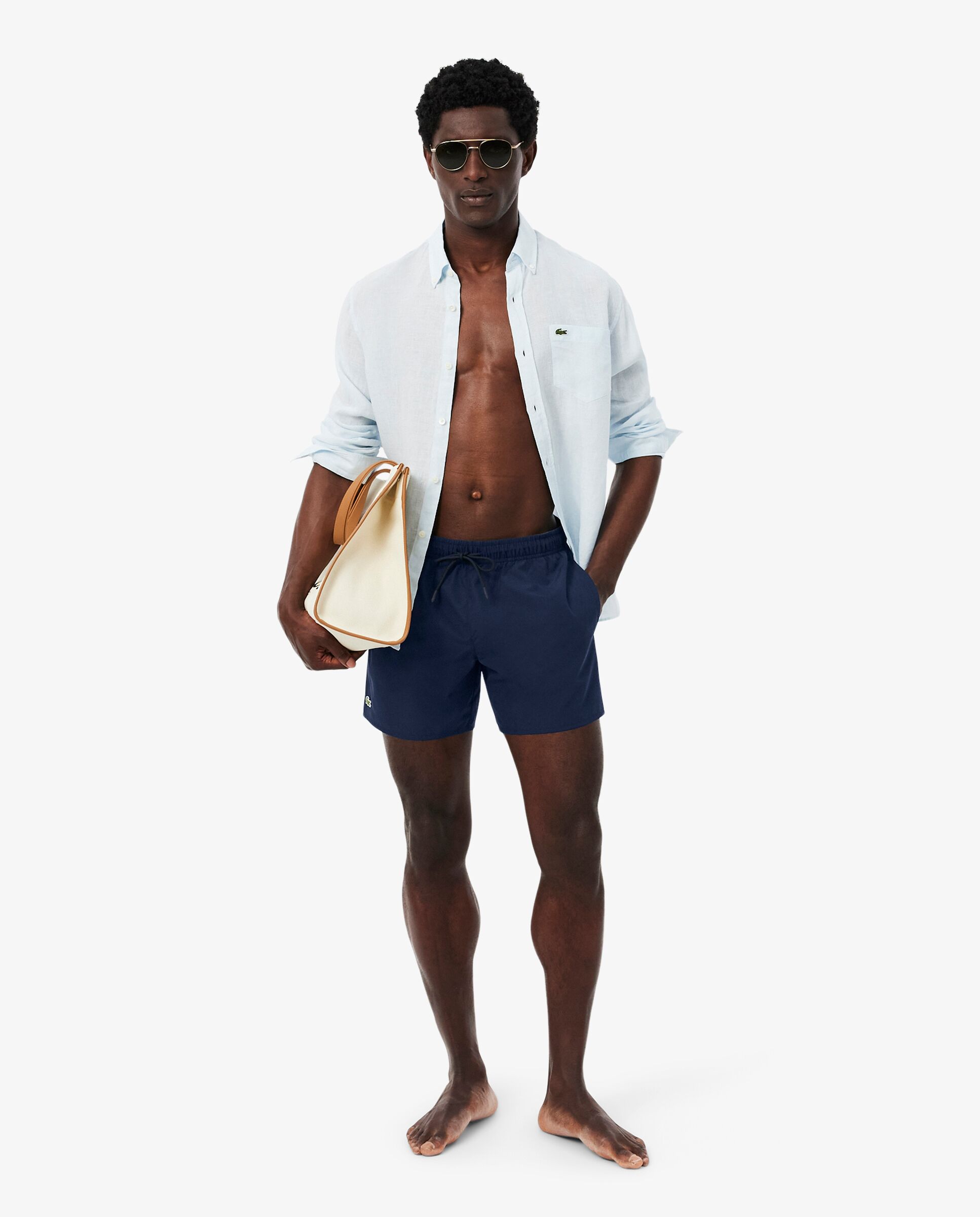 Bañadores boxer de hombre de poliéster - Lacoste - Azul marino Azul marino-4
