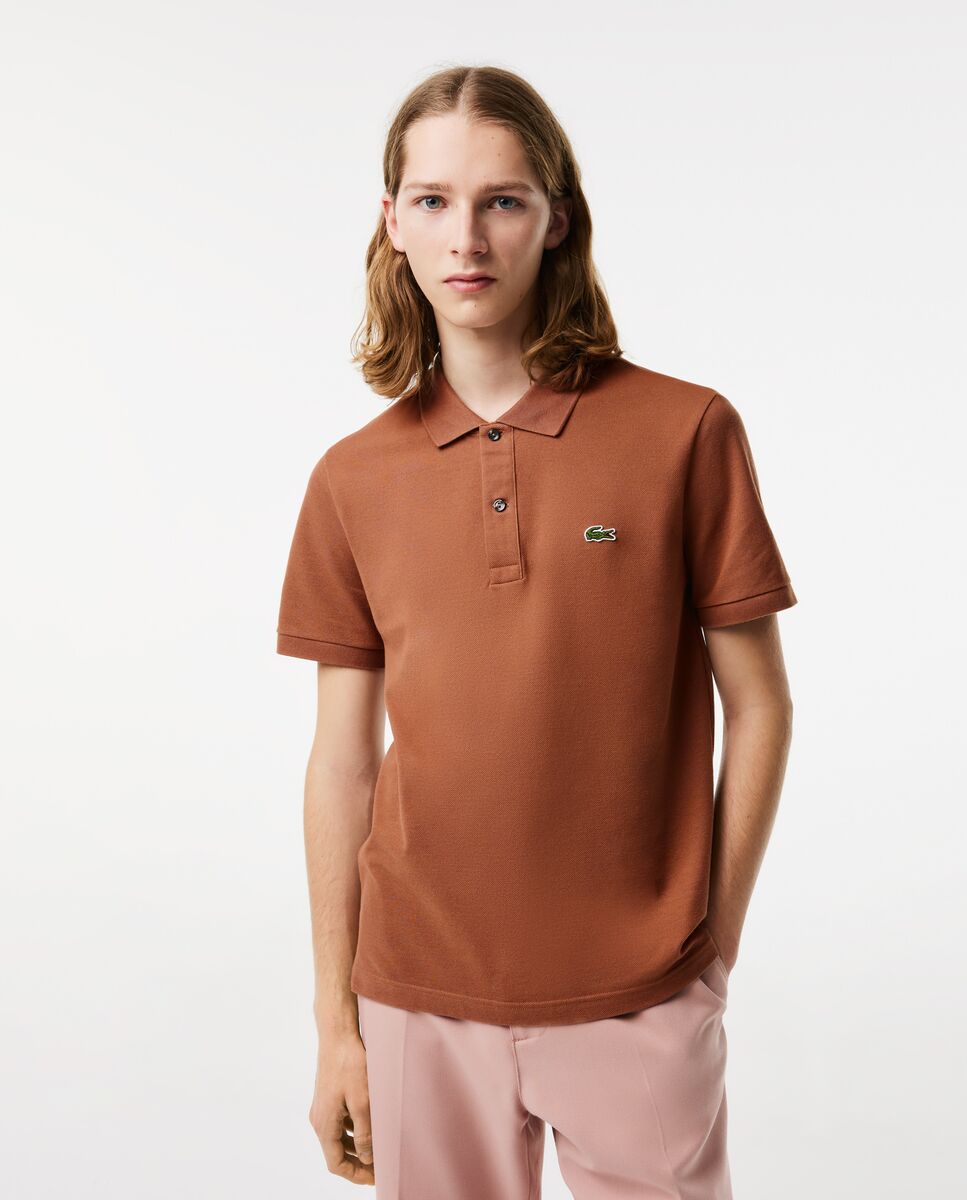 Polo de hombre de piqué de corte ajustado de manga corta - Lacoste - Marrón claro Marrón claro-1
