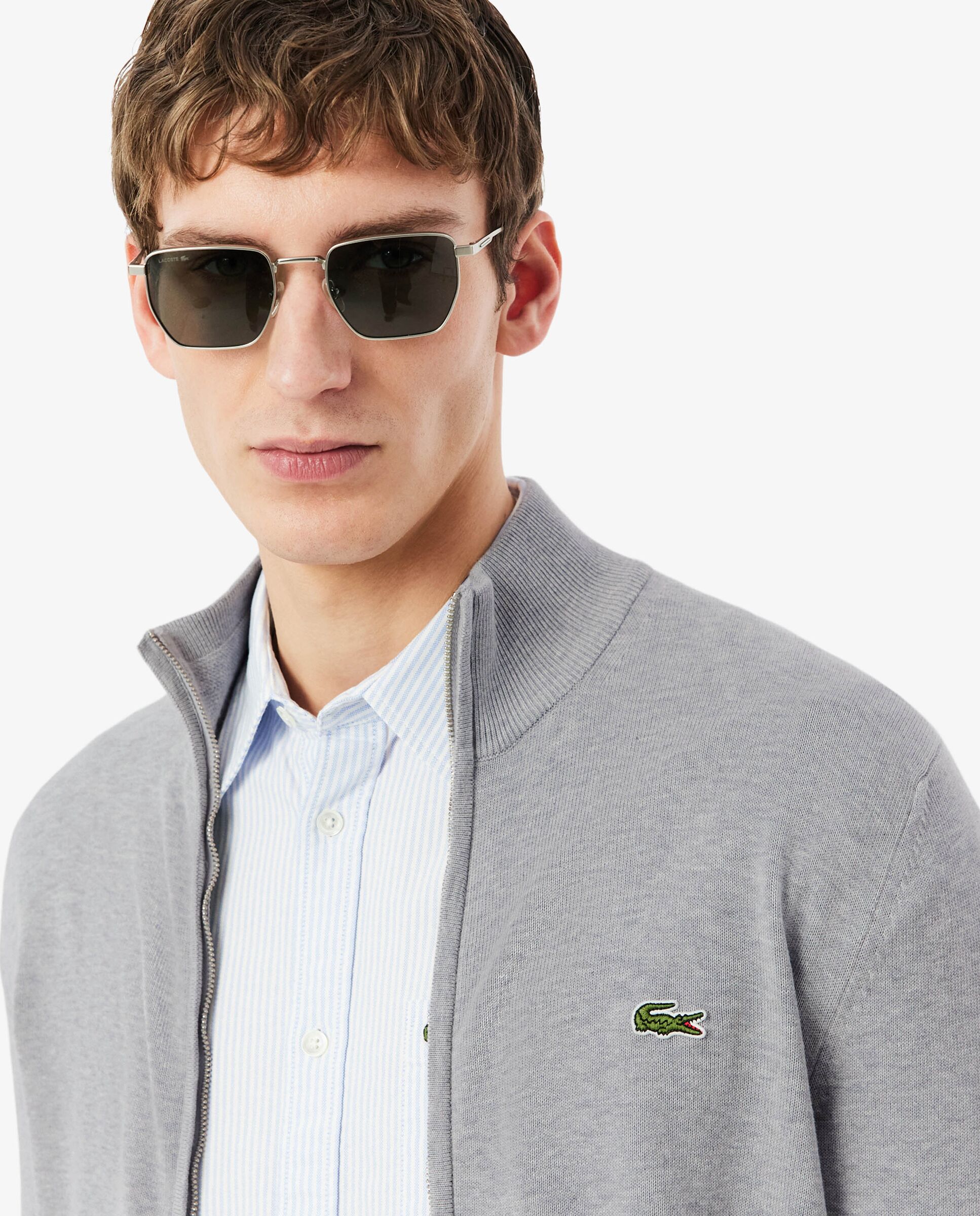 Imagen 3 de Jersey de hombre de cuello alto de algodón con cremallera - Gris oscuro Gris oscuro