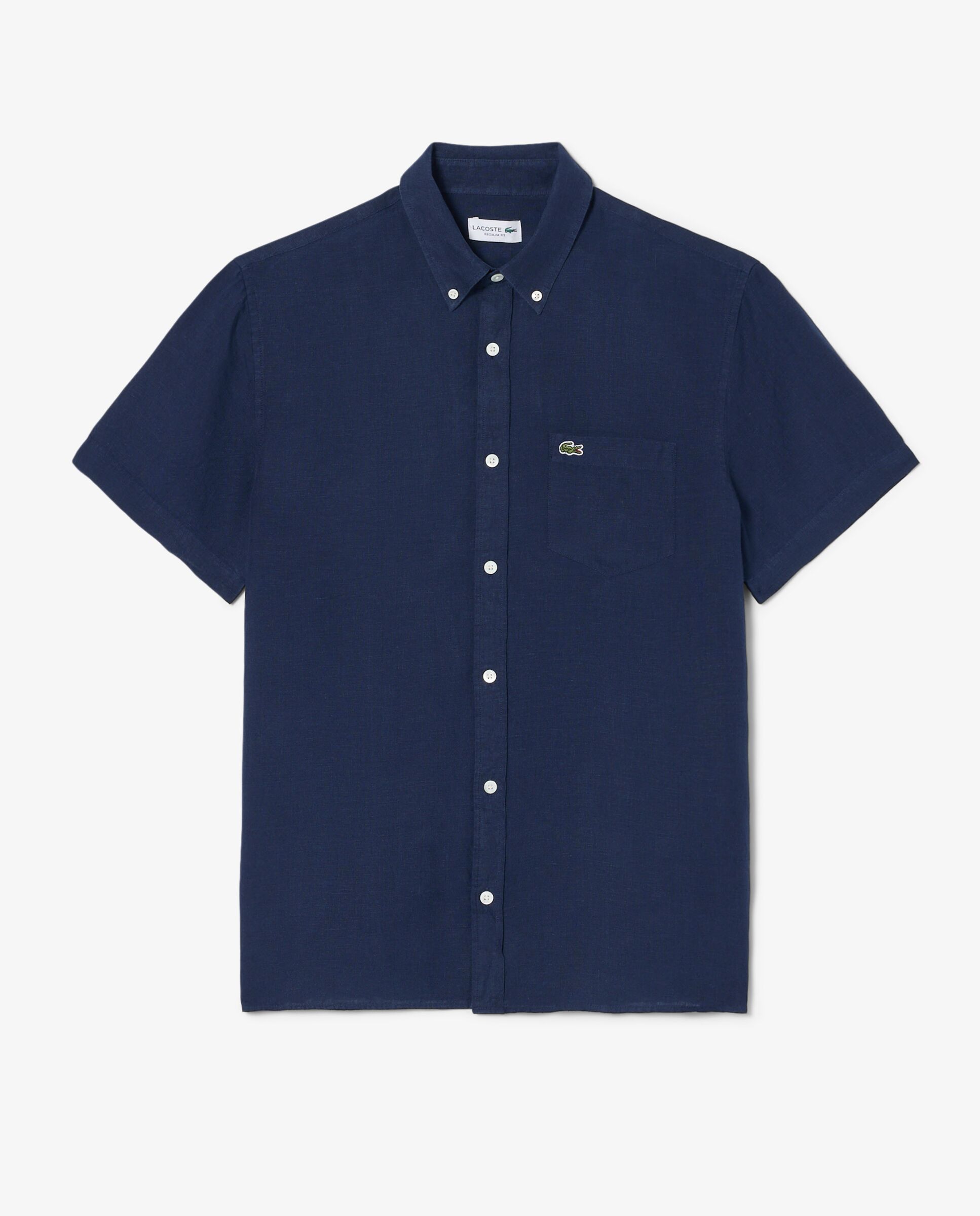 Camisa de hombre de lino de manga corta - Azul marino Azul marino-6
