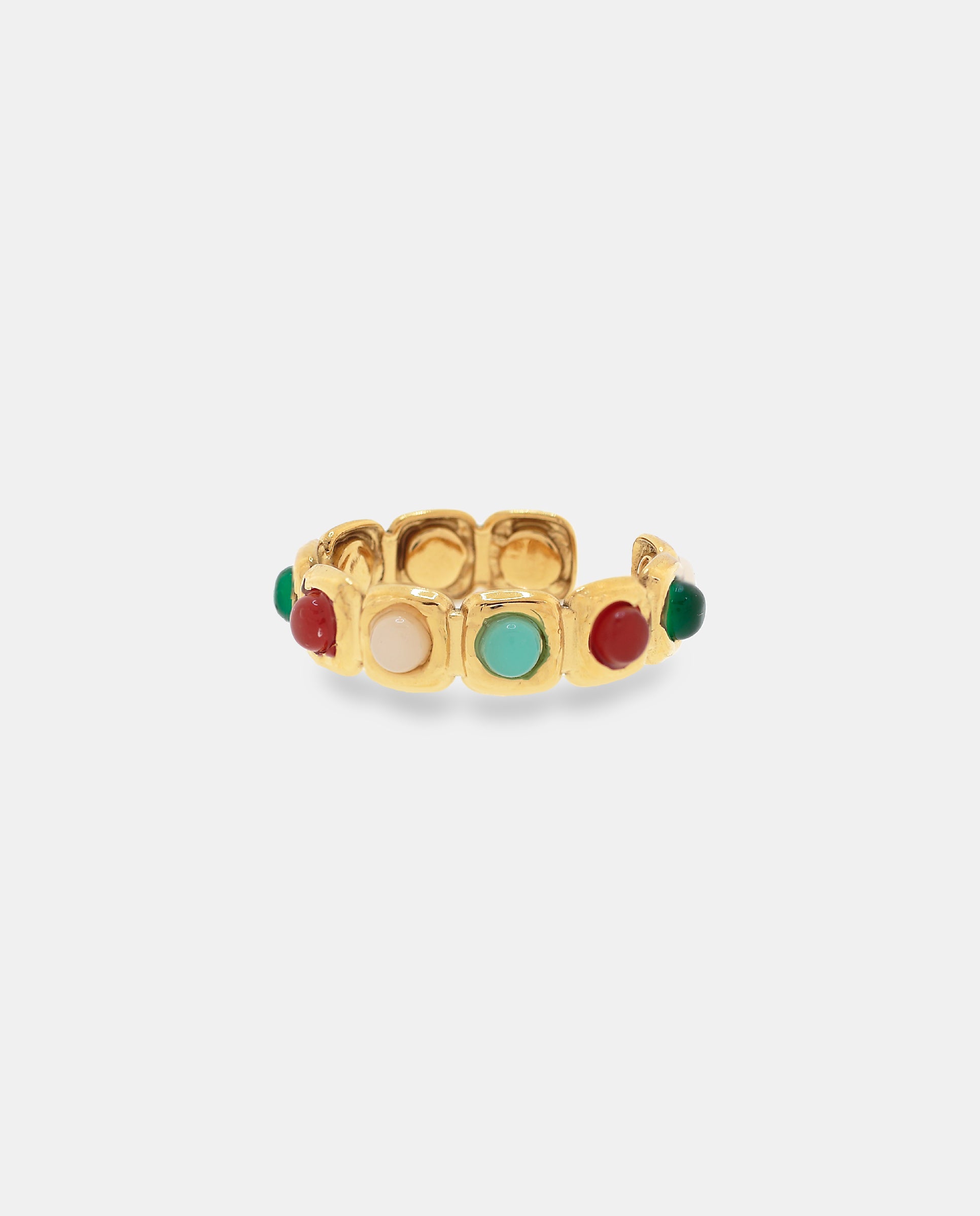 Imagen 0 de Anillo acero dorado con piedras de colores Dorado